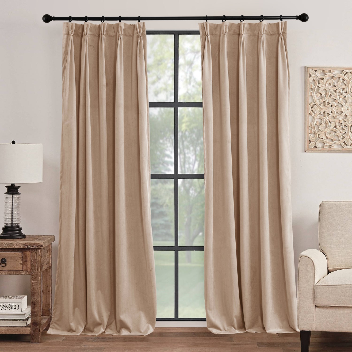 RYB HOME Pinch Pleated Soft Luxury Custom Velvet Curtains