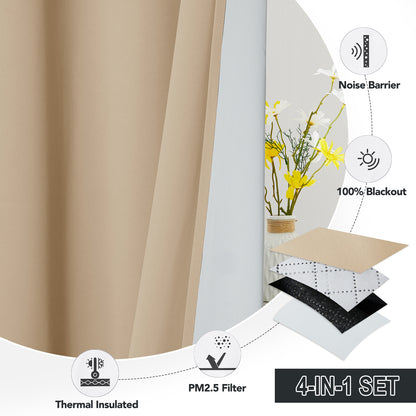 RYB HOME 4 Layers Soundproof Dust Filter Custom Curtains