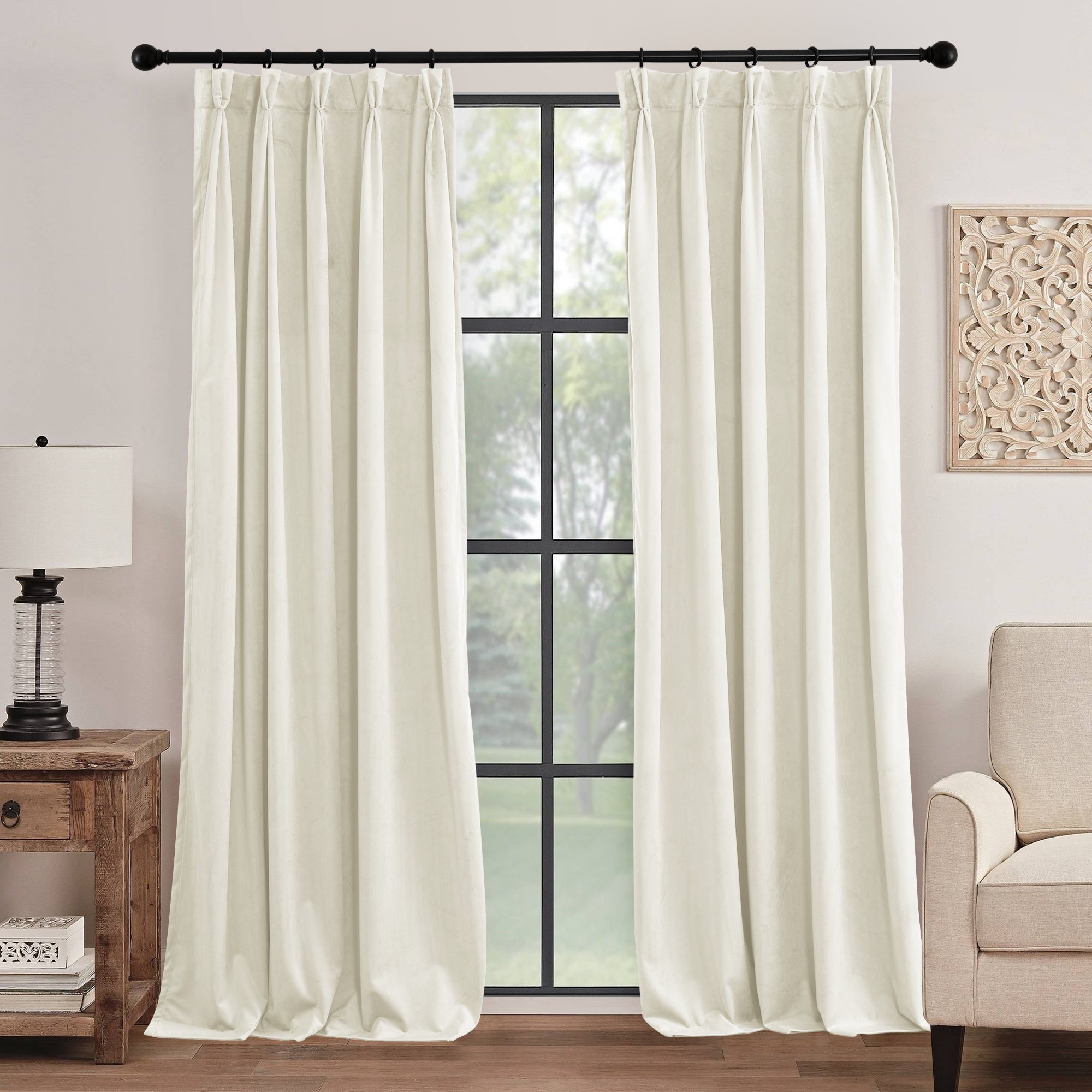 RYB HOME Pinch Pleated Soft Luxury Custom Velvet Curtains