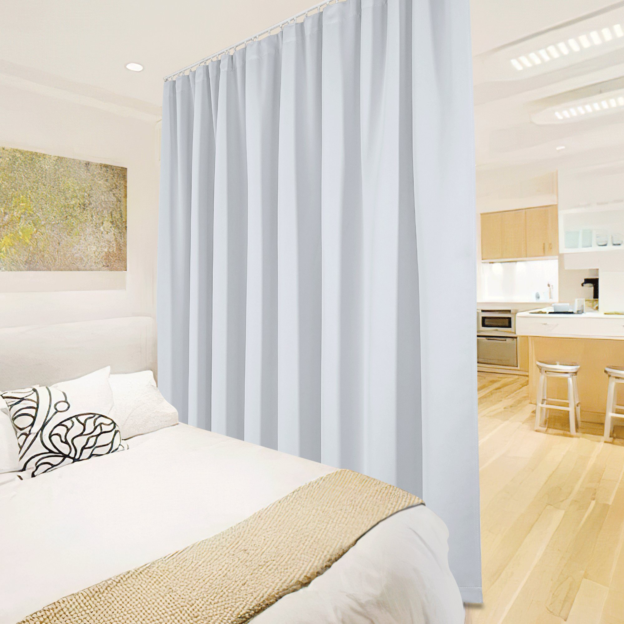 RYB HOME Custom Ceiling Track Room Divider Curtains