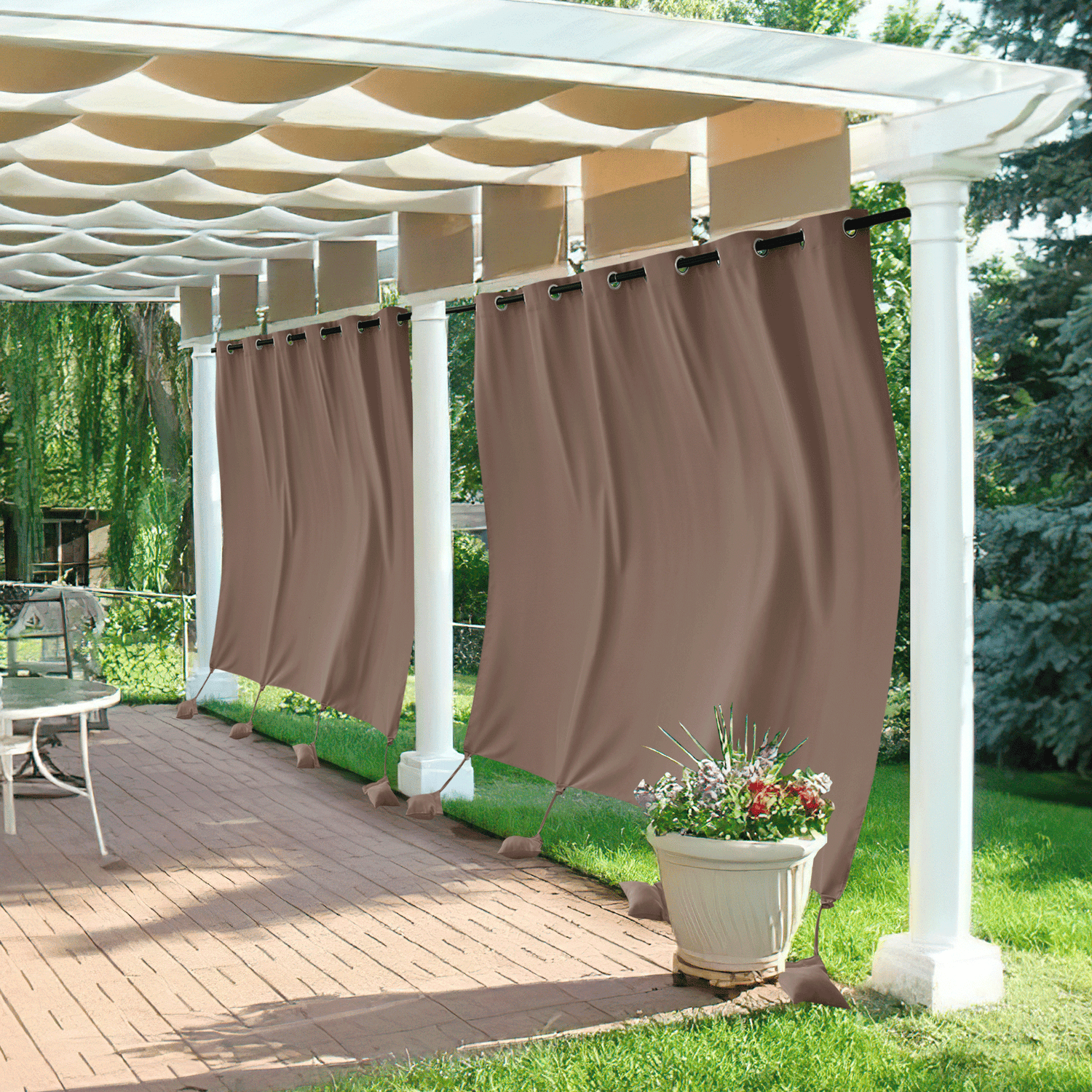 RYB HOME Windproof Custom Outdoor Curtains with Heavy Bags