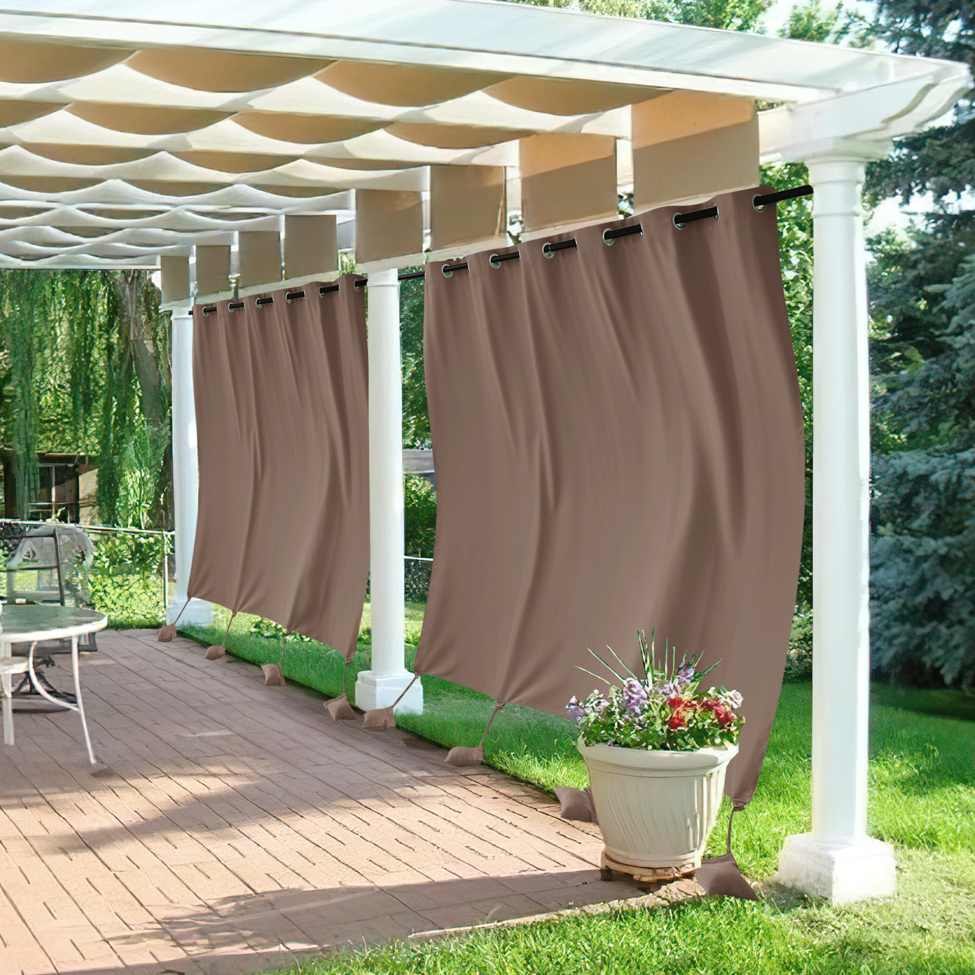 RYB HOME Windproof Custom Outdoor Curtains with Heavy Bags