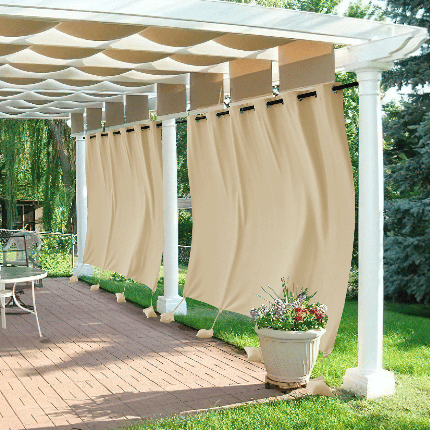 RYB HOME Windproof Custom Outdoor Curtains with Heavy Bags