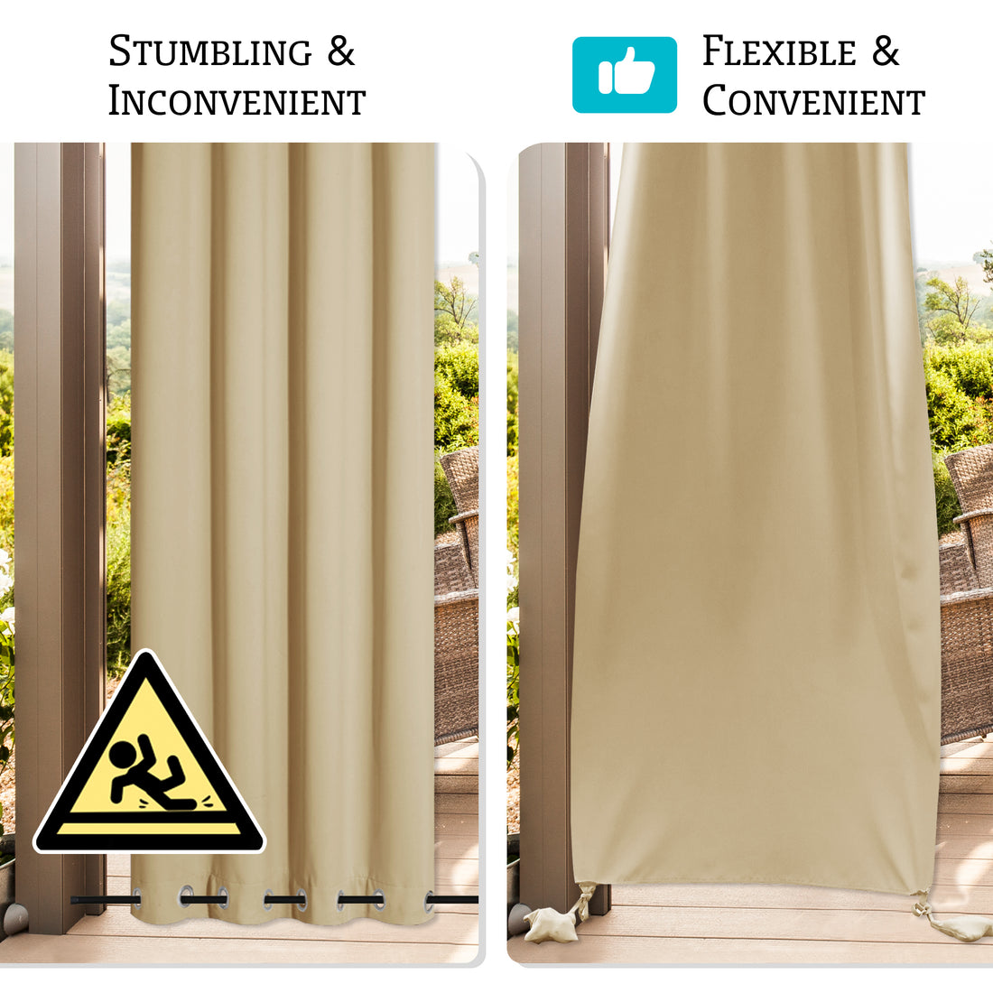 RYB HOME Windproof Custom Outdoor Curtains with Heavy Bags