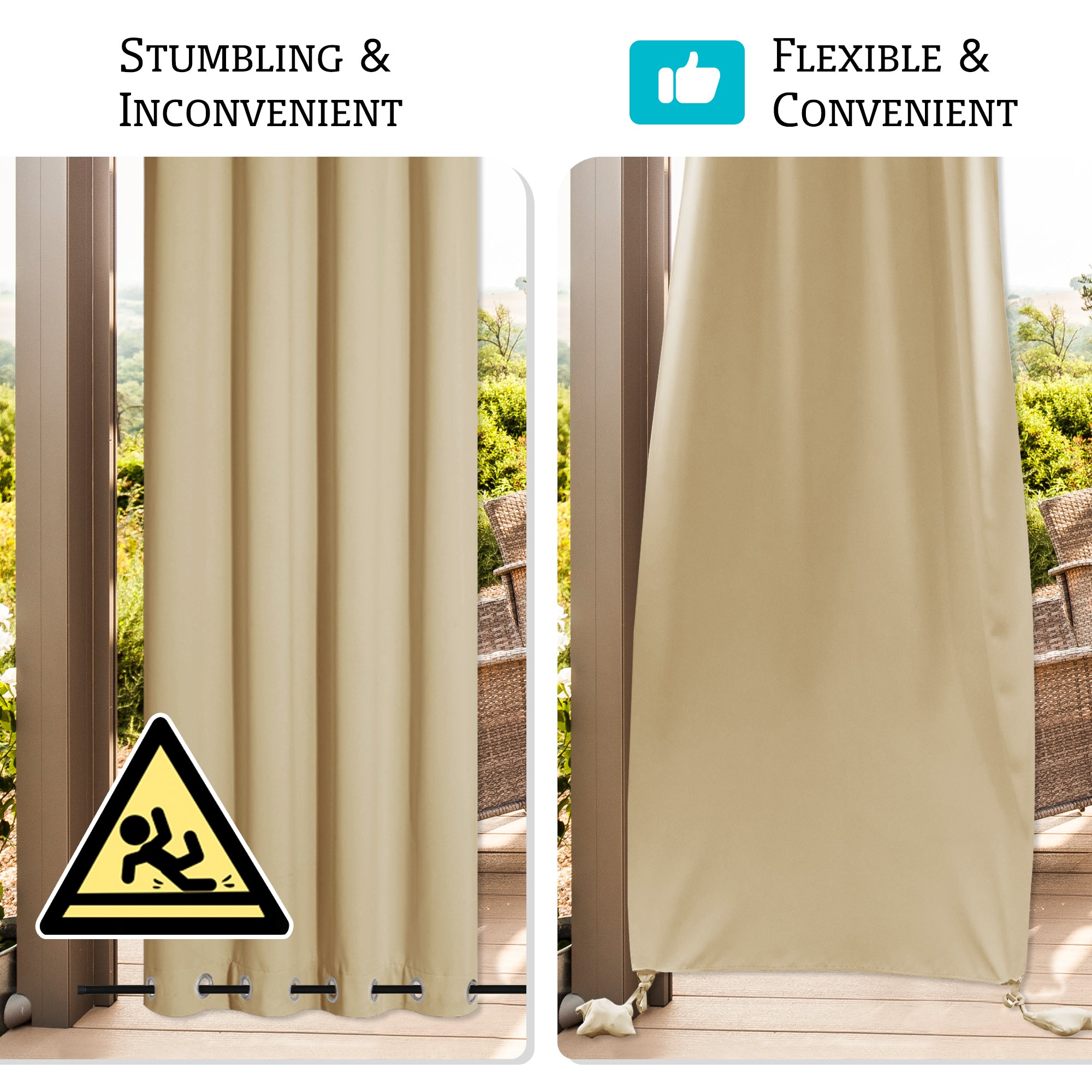 RYB HOME Windproof Custom Outdoor Curtains with Heavy Bags