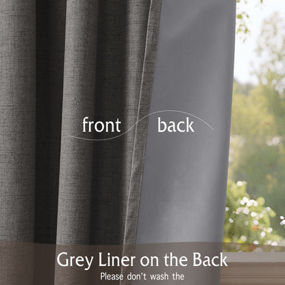 RYB HOME Pinch Pleated Blackout Linen Textured Custom Curtains