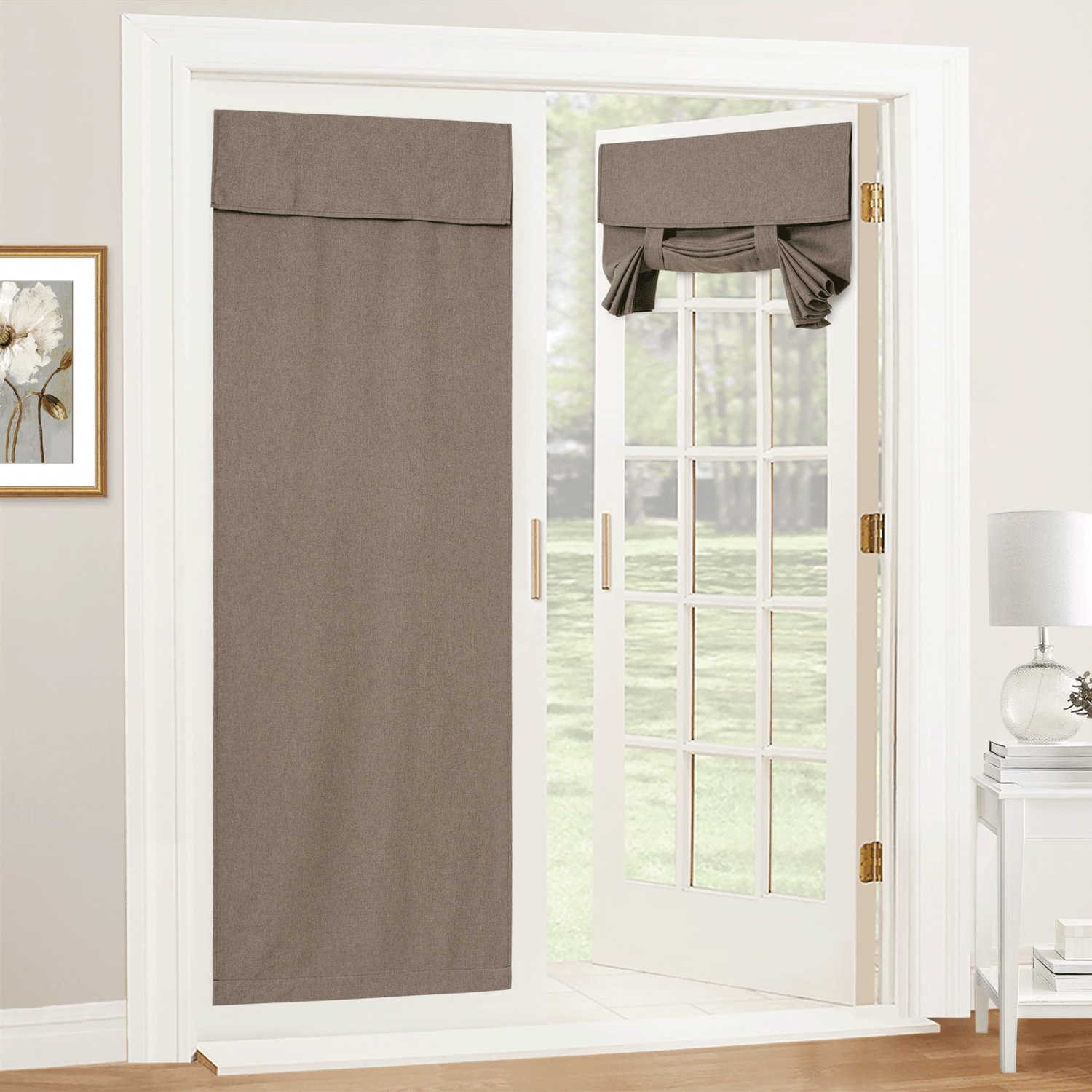 RYB HOME Linen-Look Coated Door Curtain for Light Filtering and Privacy