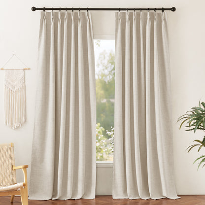 RYB HOME Pinch Pleated Blackout Linen Textured Custom Curtains