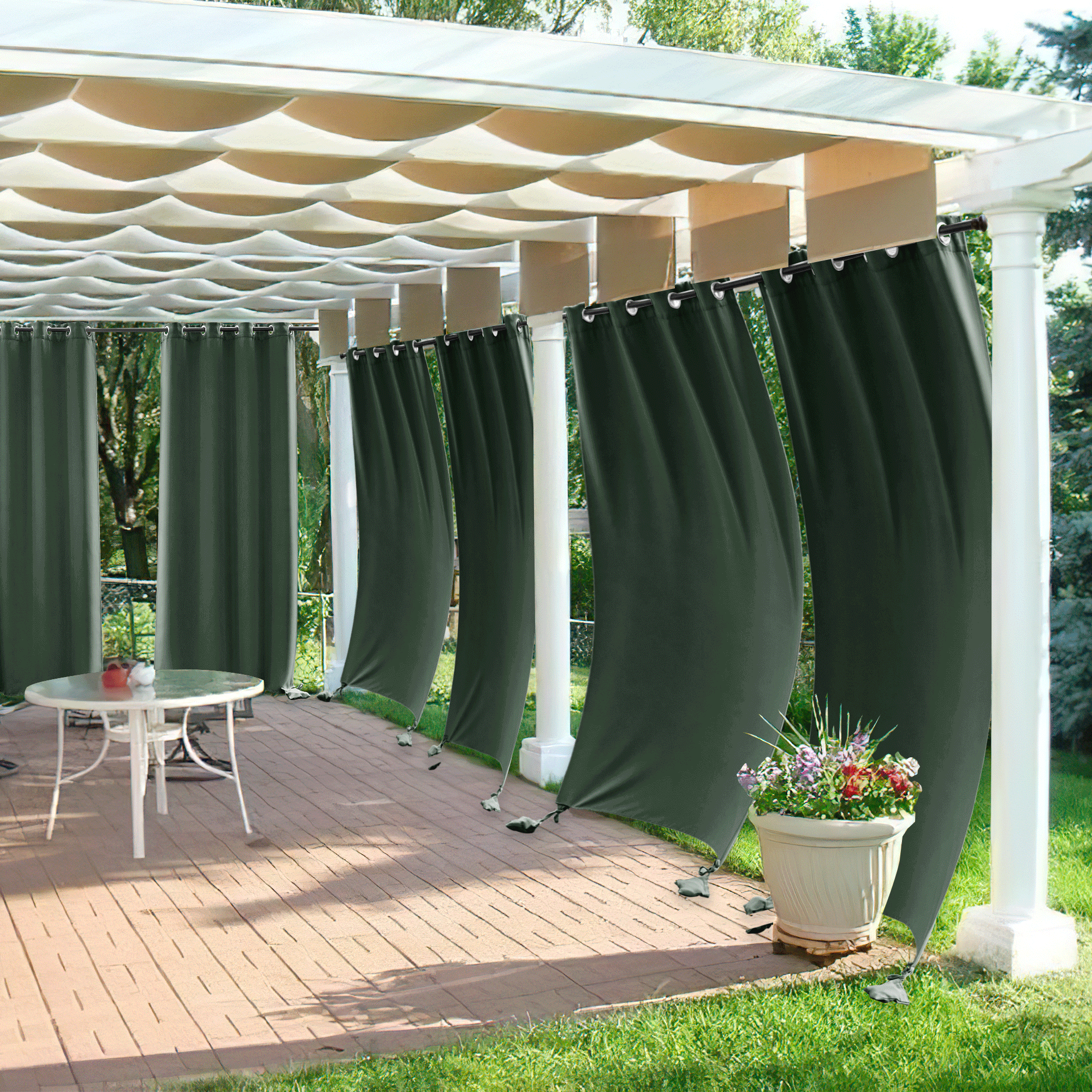 RYB HOME Windproof Custom Outdoor Curtains with Heavy Bags