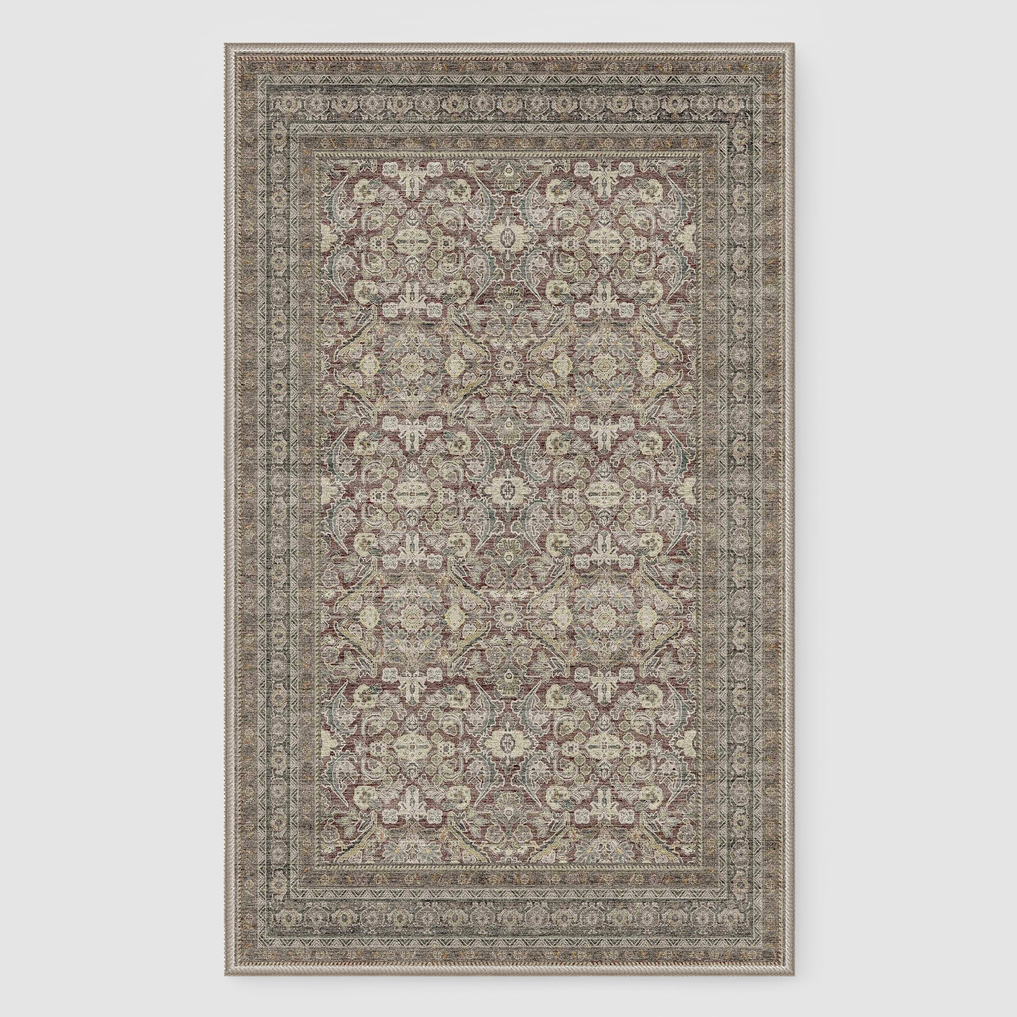 RYB HOME Vintage Chenille Washable Custom Area Rug