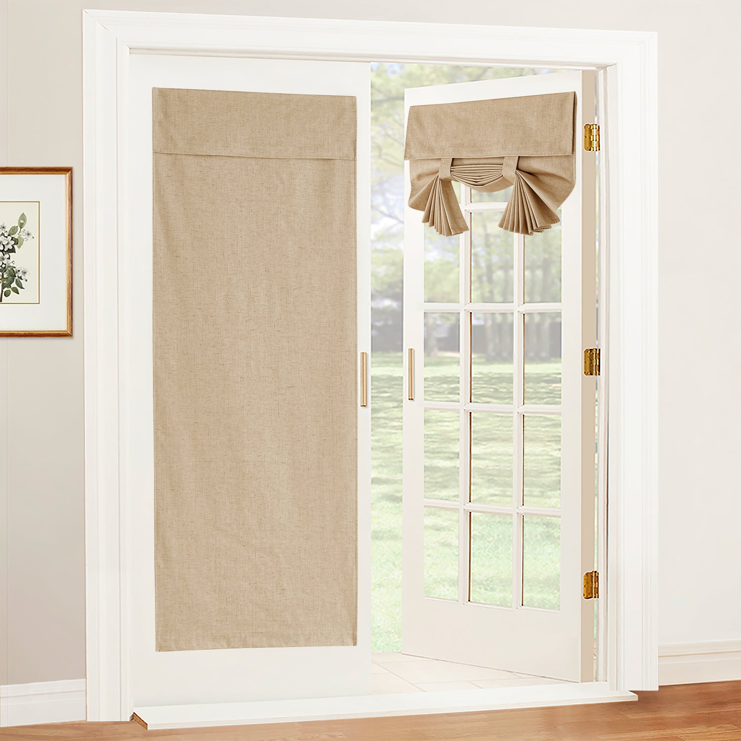 RYB HOME Linen-Look Coated Door Curtain for Elegant Light Filtering and Privacy