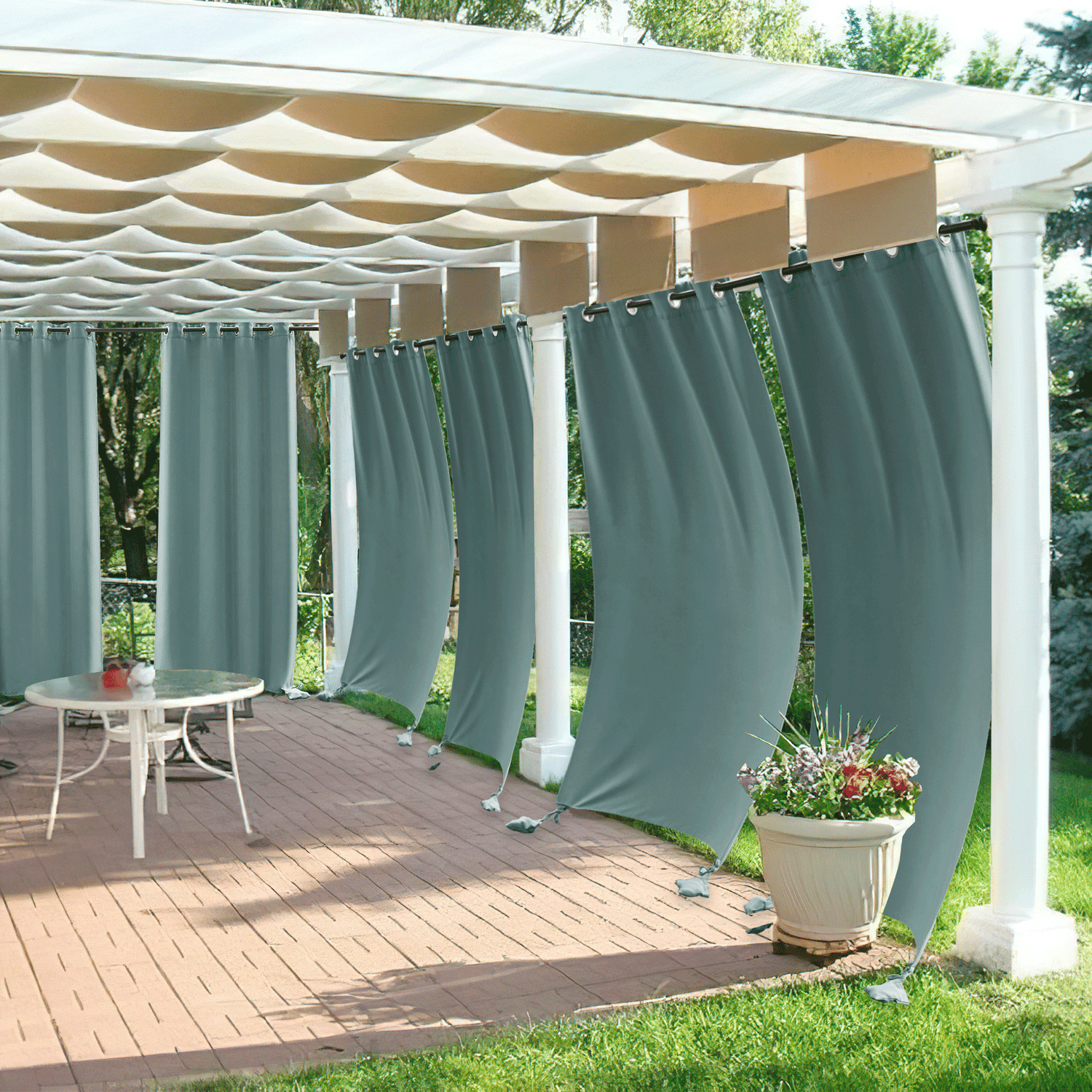 RYB HOME Windproof Custom Outdoor Curtains with Heavy Bags