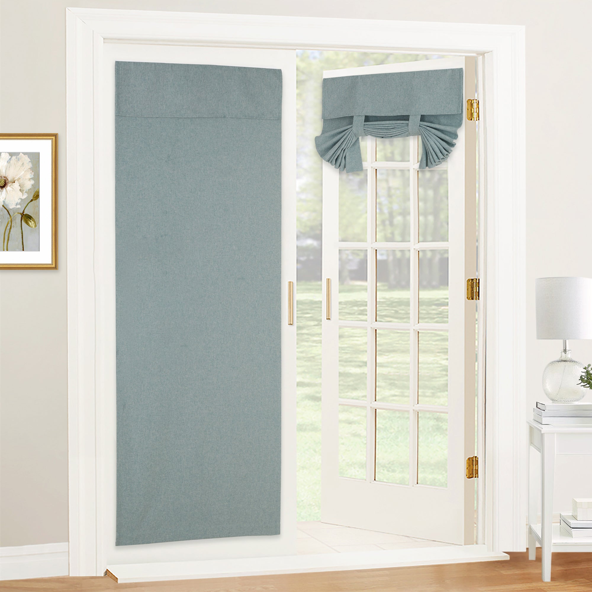 RYB HOME Linen-Look Coated Door Curtain for Light Filtering and Privacy