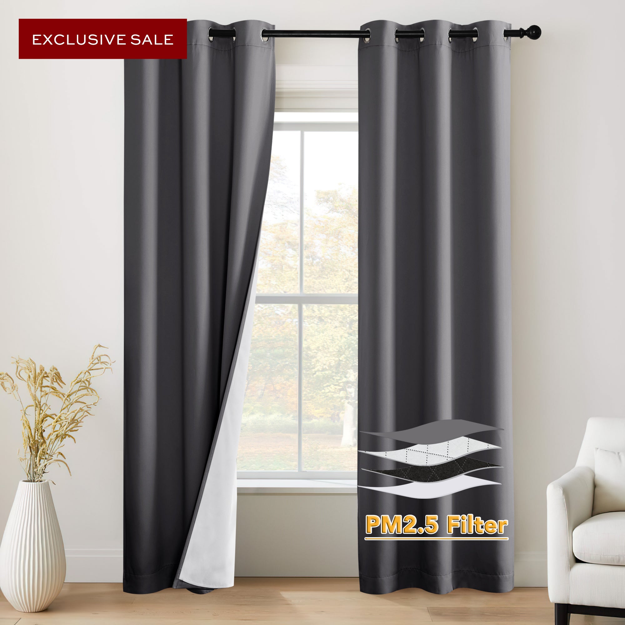 Custom 4-Layer Anti Dust And Bacterial Wildfire Ash Curtain | OEKO-TEX®