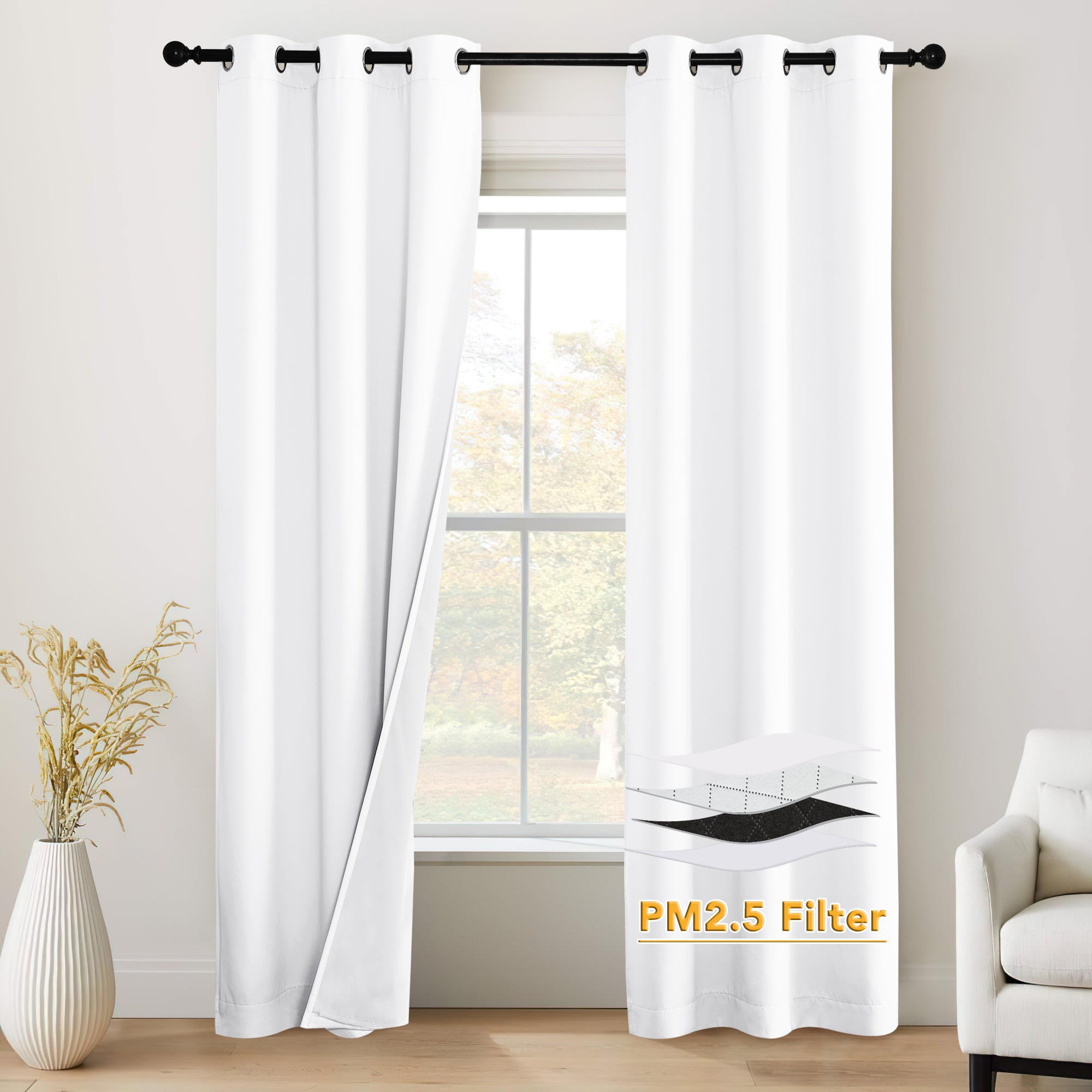 RYB HOME 4 Layers Soundproof Dust Filter Custom Curtains