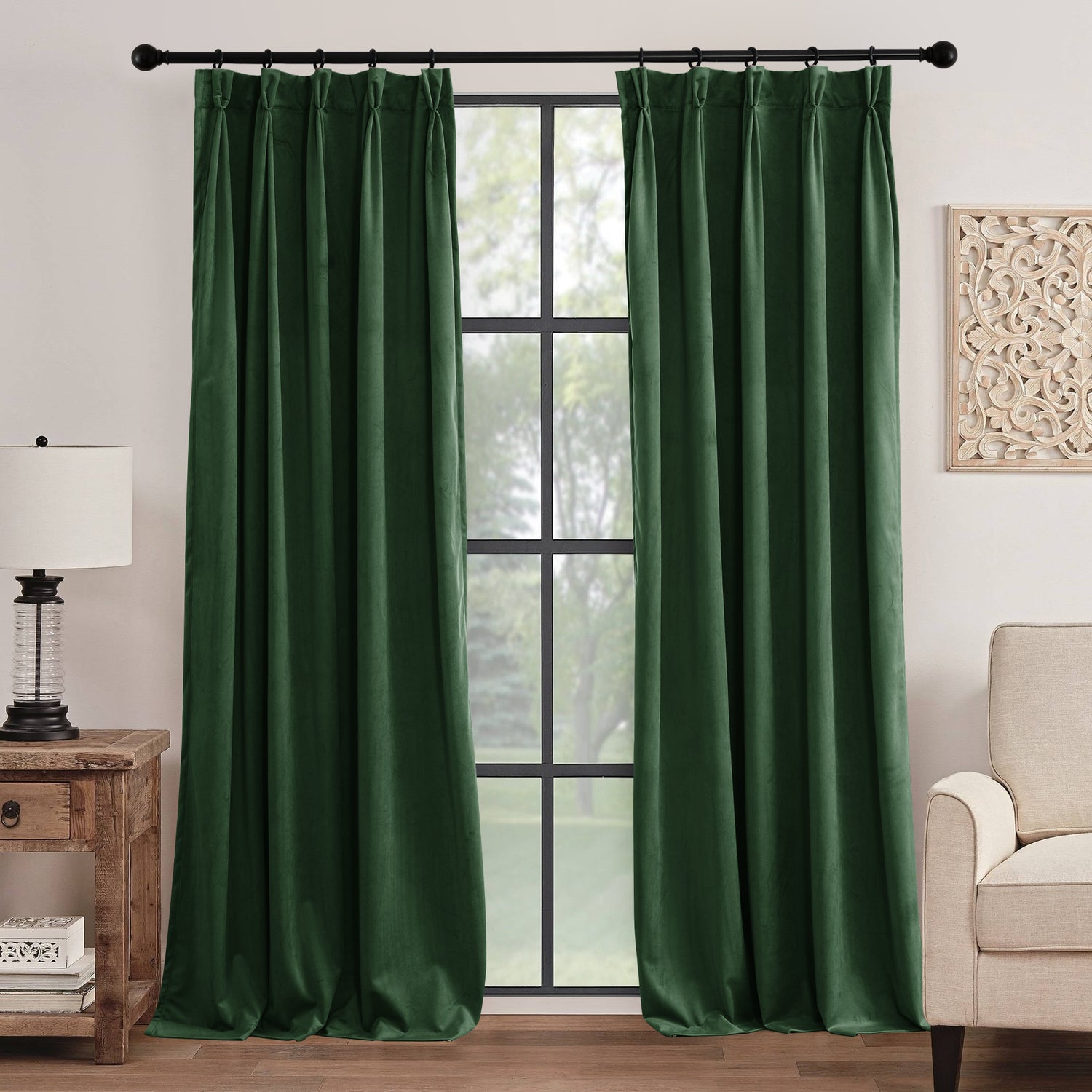 RYB HOME Pinch Pleated Soft Luxury Custom Velvet Curtains