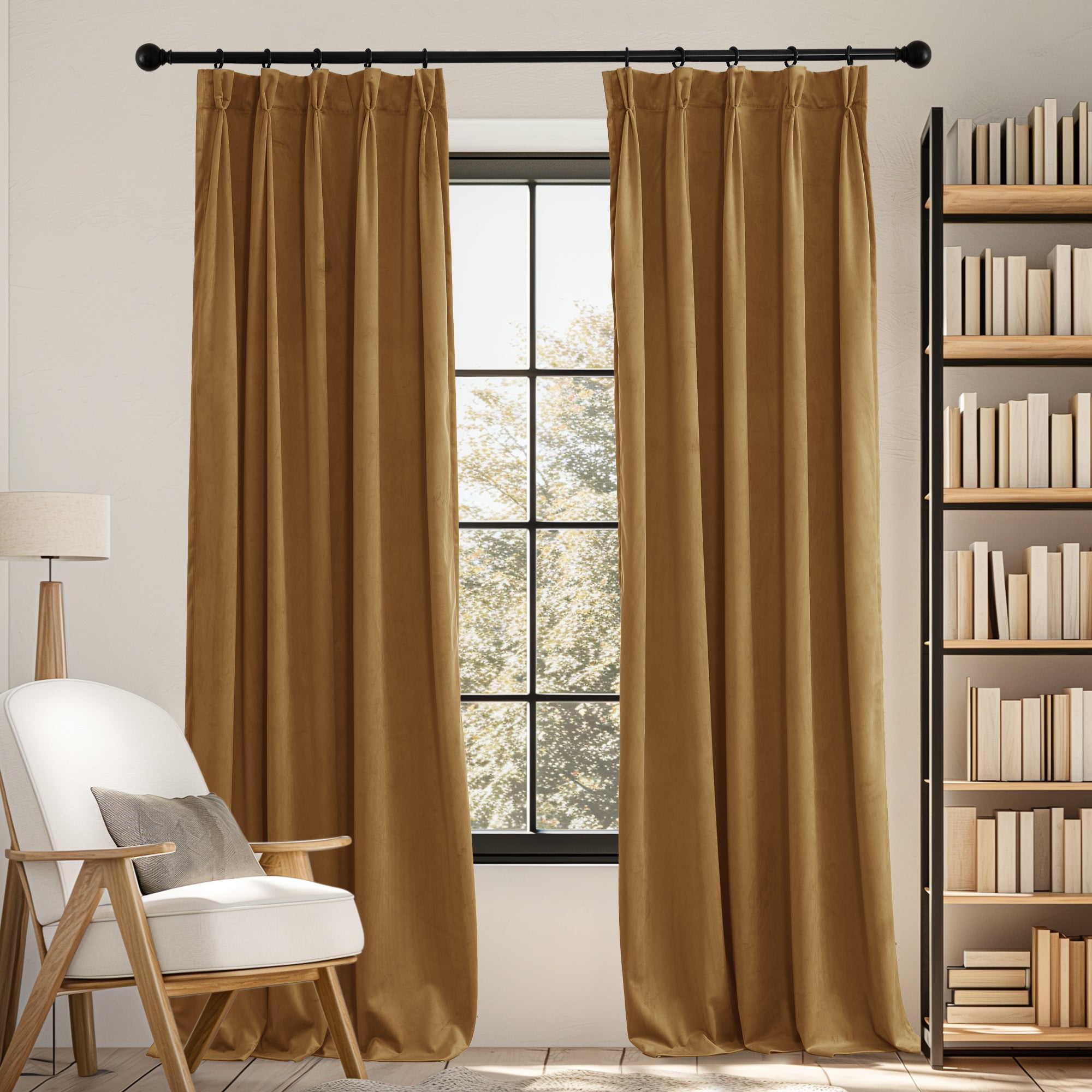 RYB HOME Pinch Pleated Soft Luxury Custom Velvet Curtains