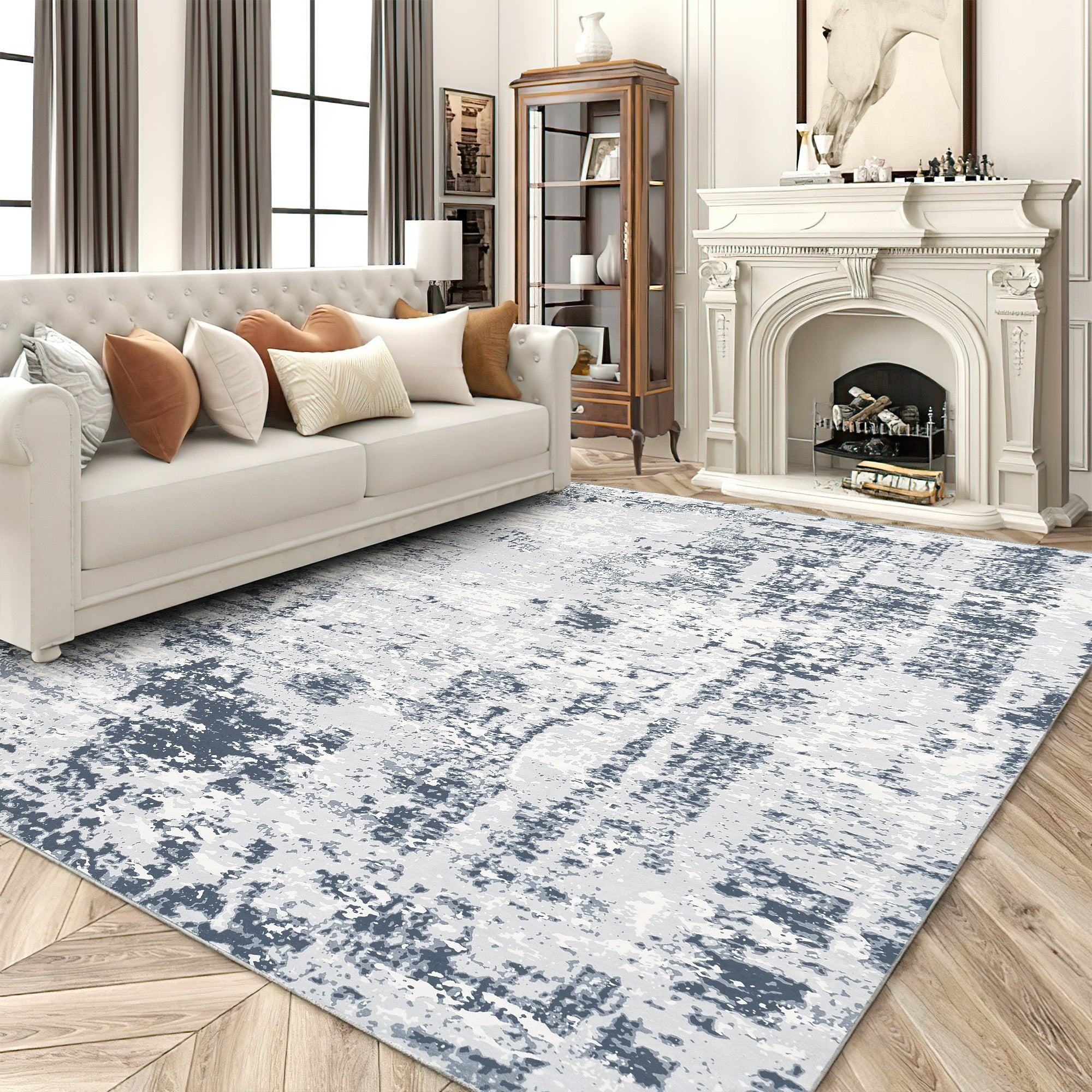 RYB HOME Modern Wool Faux Washable Custom Area Rug