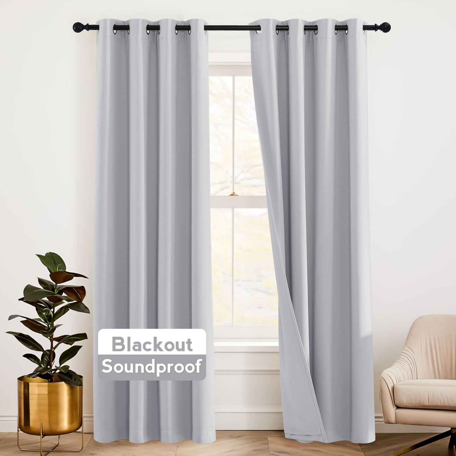 RYB HOME 3 Layers Soundproof Custom Curtains