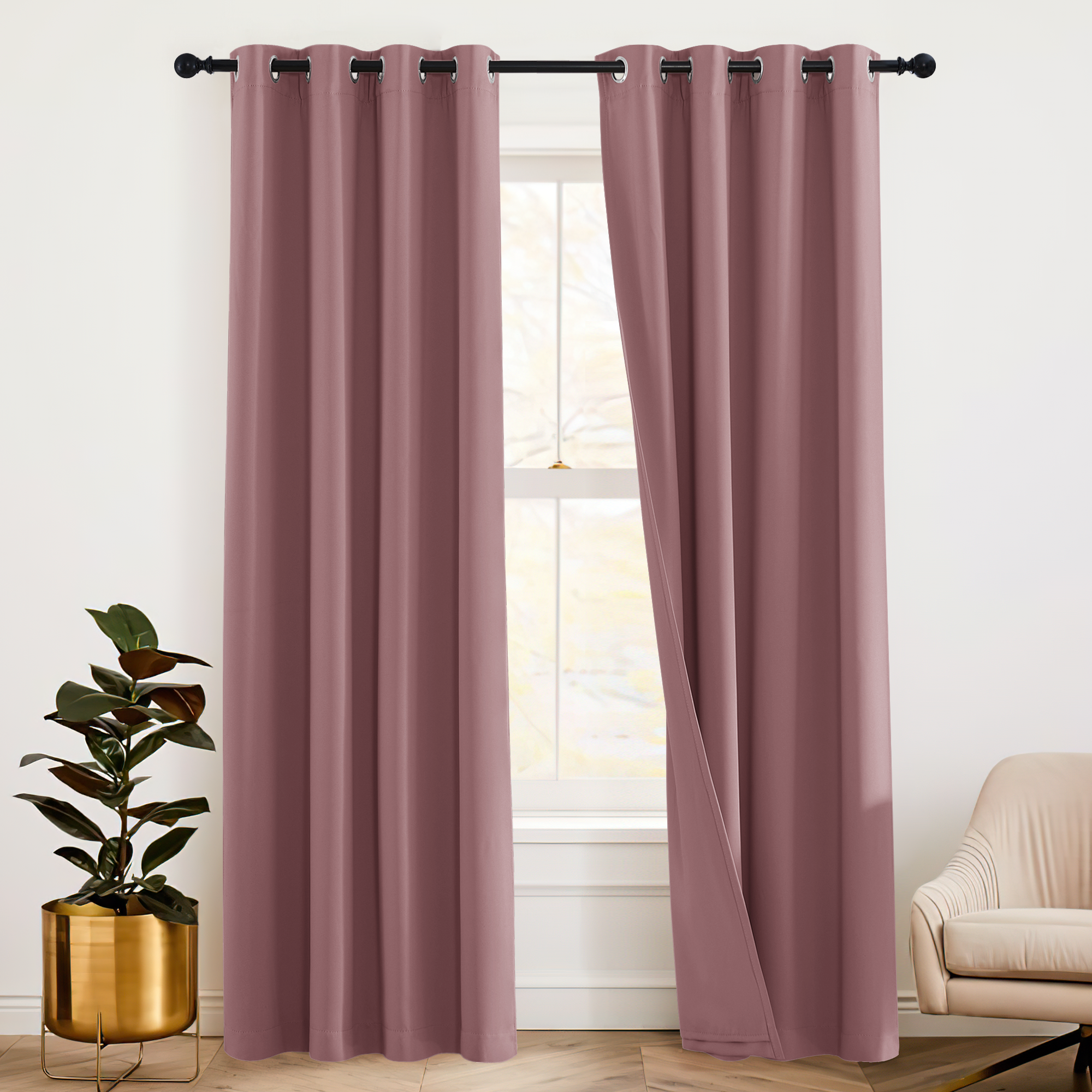 RYB HOME 3 Layers Soundproof Custom Curtains