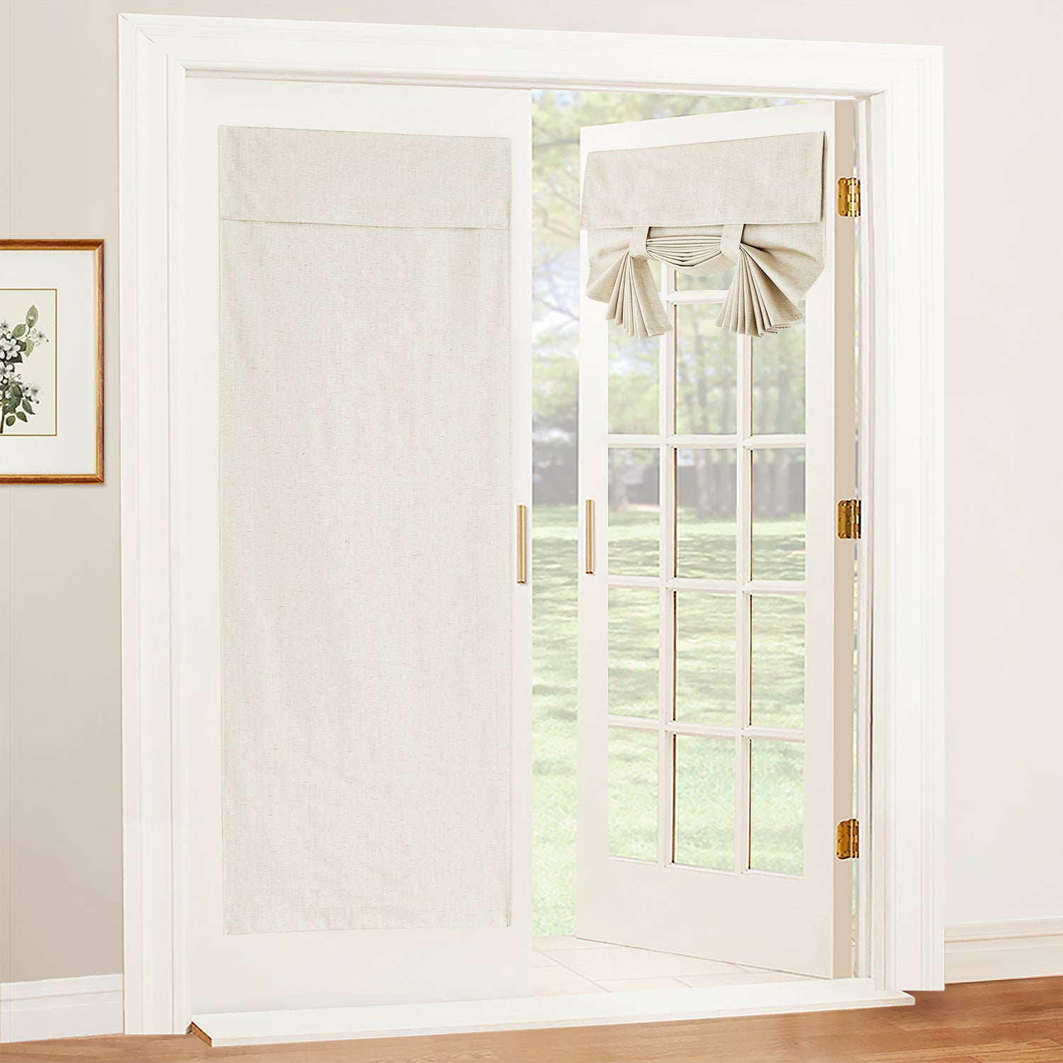 RYB HOME Linen-Look Coated Door Curtain for Elegant Light Filtering and Privacy