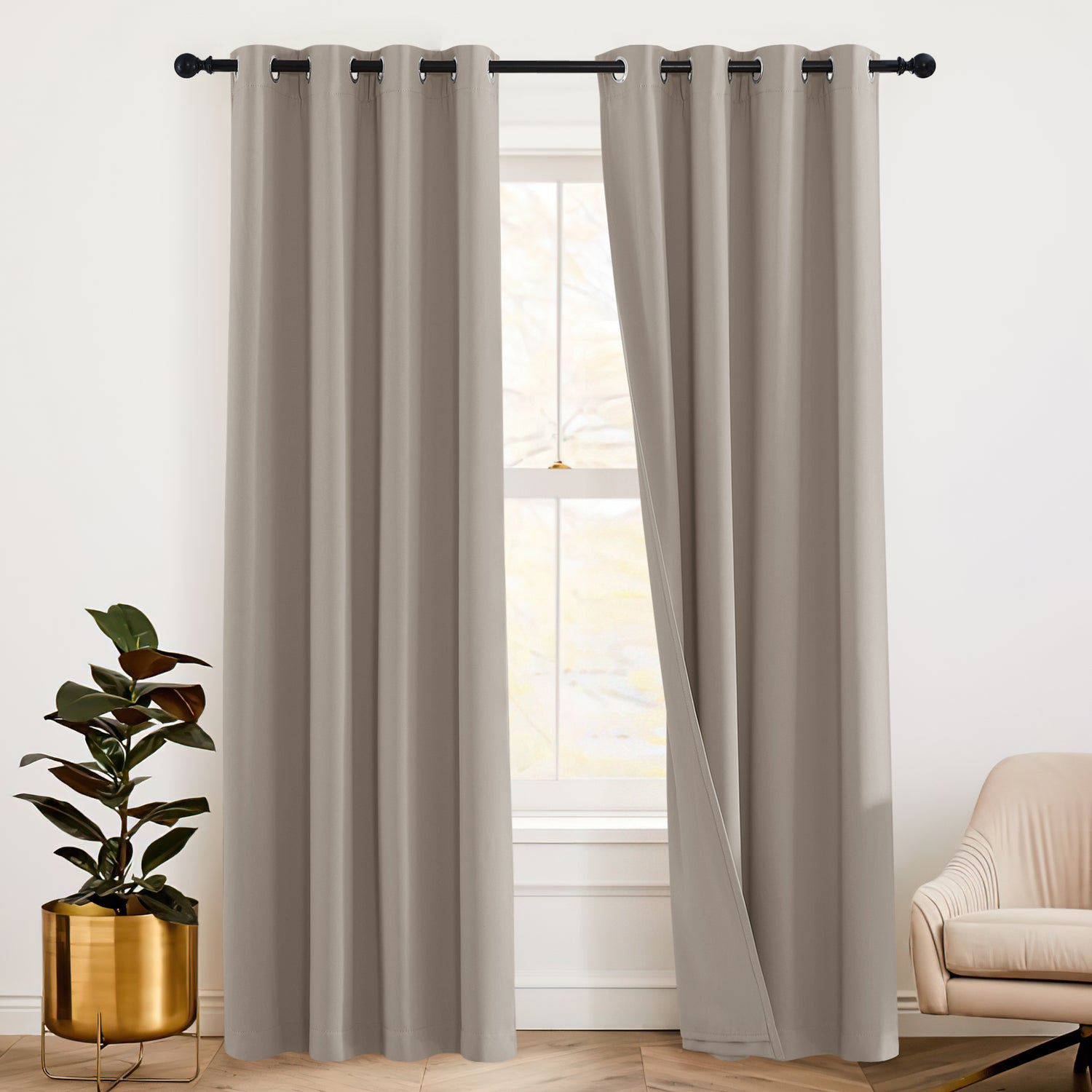 RYB HOME 3 Layers Soundproof Blackout Custom Curtains