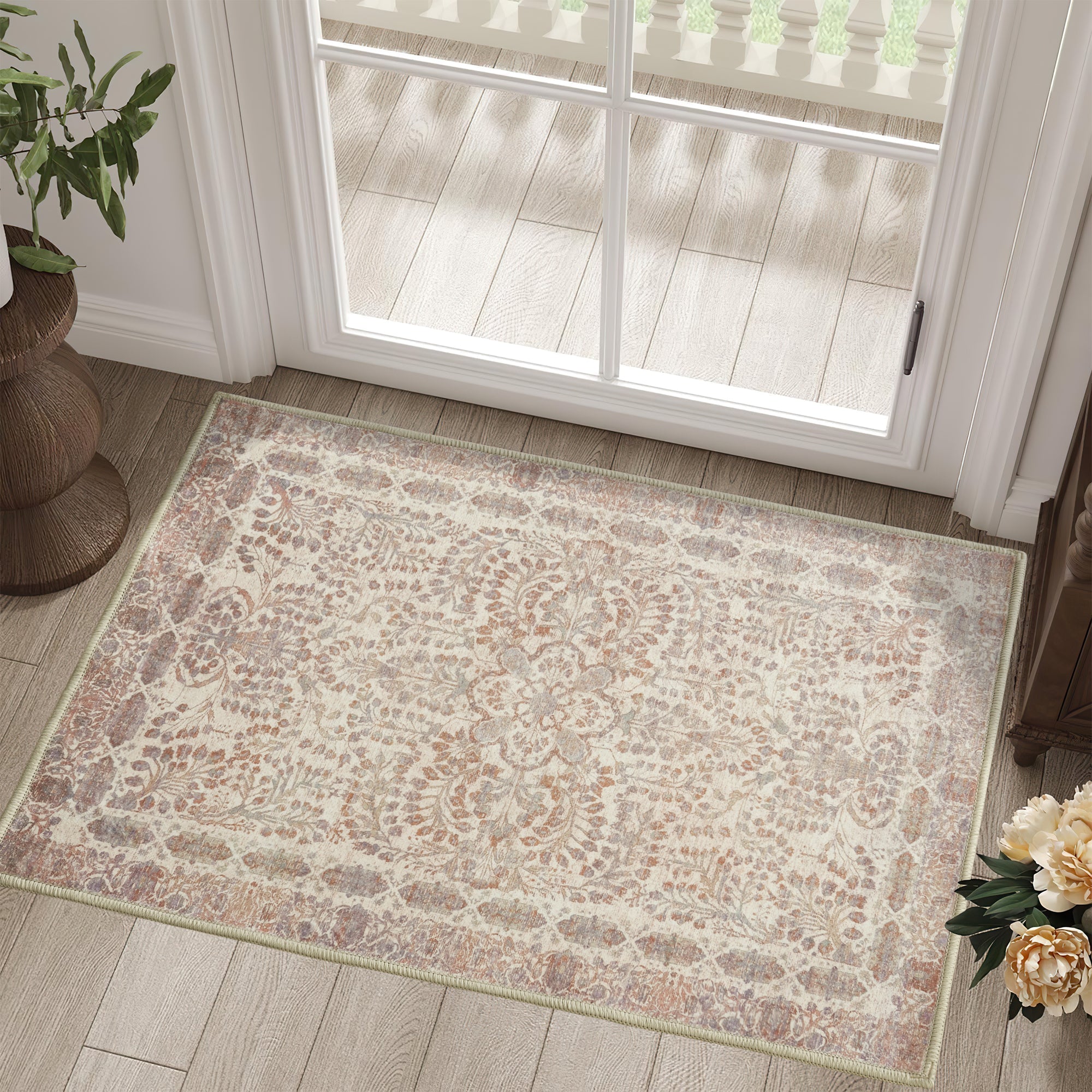 Custom Floral Sophisticated Soft Washable Non Slip Area Rug