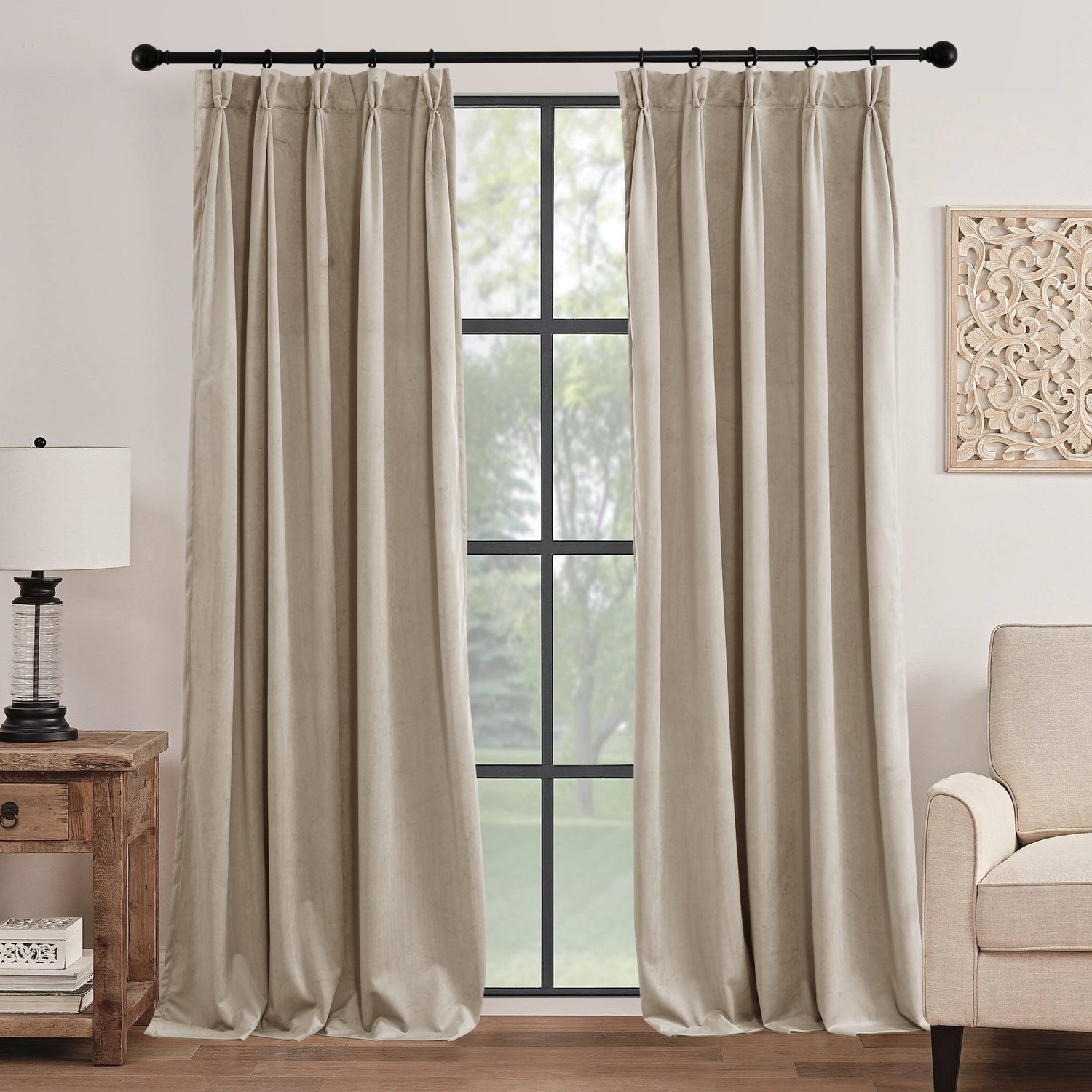 RYB HOME Soft Luxury Velvet Custom  Pinch Pleated Drapes Curtains（custom）