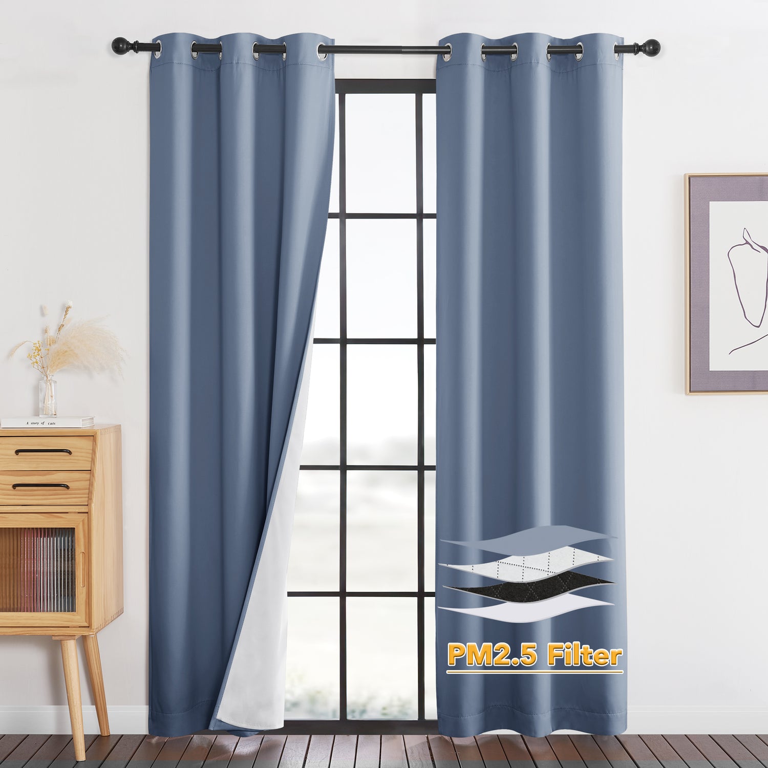 RYB HOME 4 Layers Soundproof Dust Filter Custom Curtains