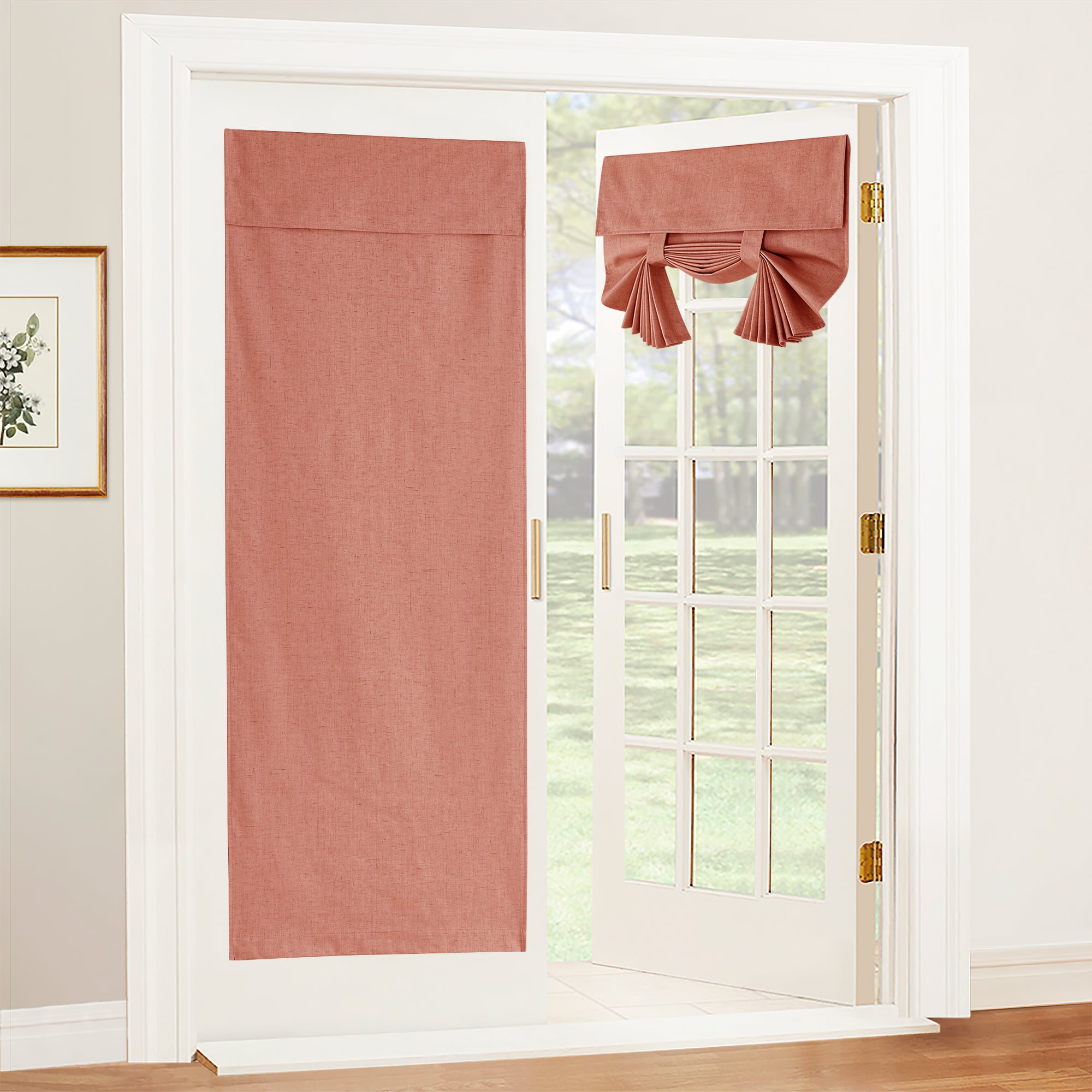 RYB HOME Linen-Look Coated Door Curtain for Elegant Light Filtering and Privacy