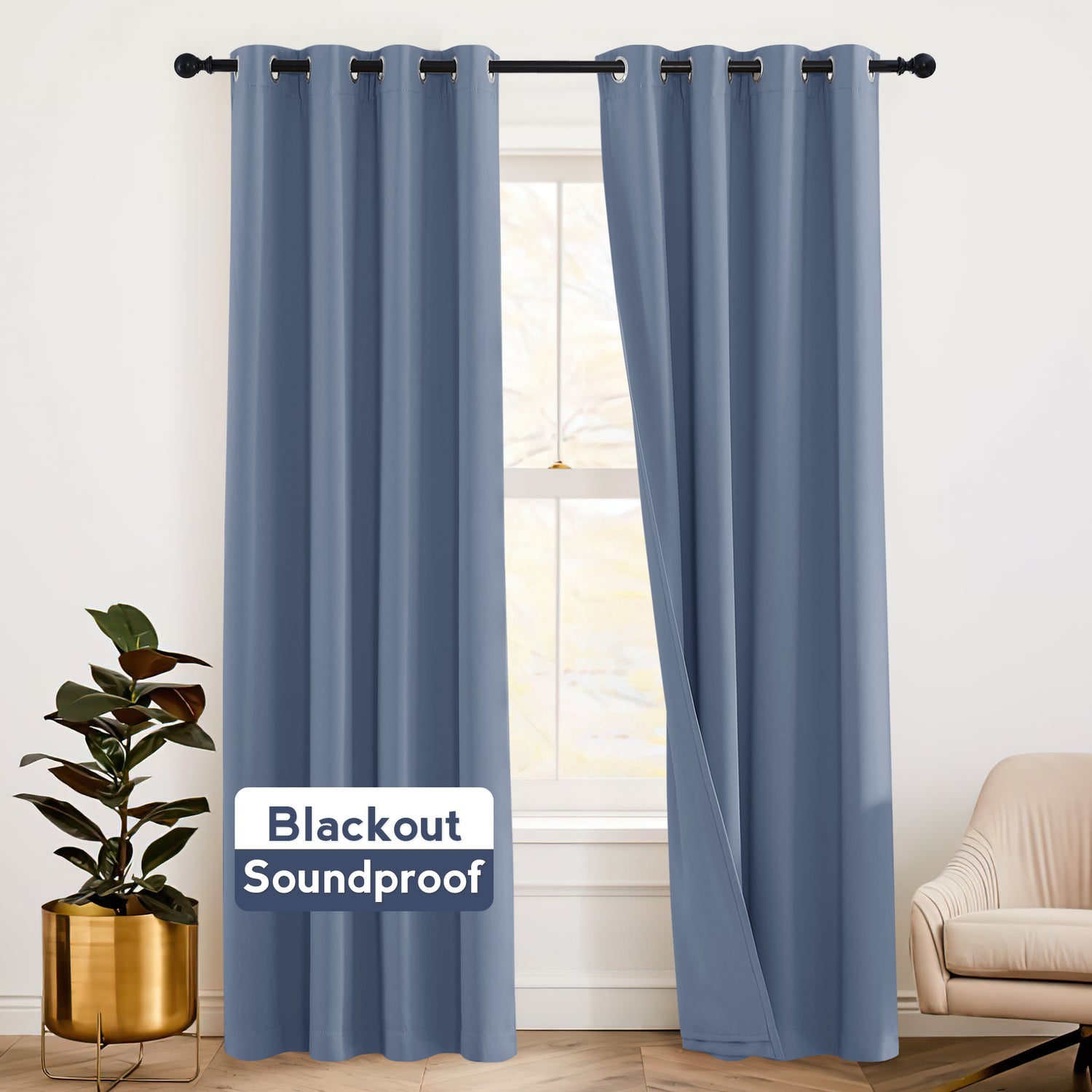 RYB HOME 3 Layers Soundproof Custom Curtains