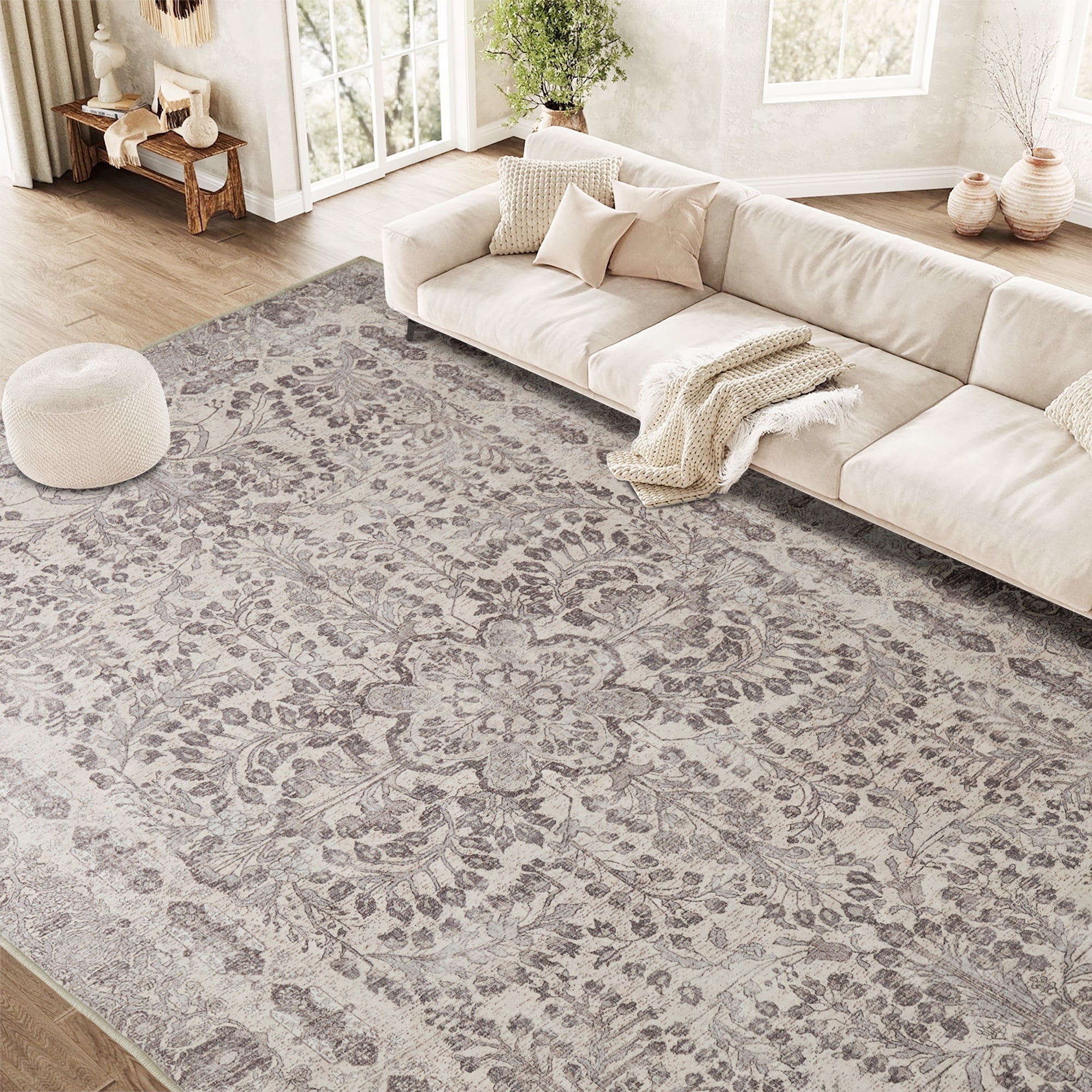 Custom Floral Sophisticated Soft Washable Non Slip Area Rug