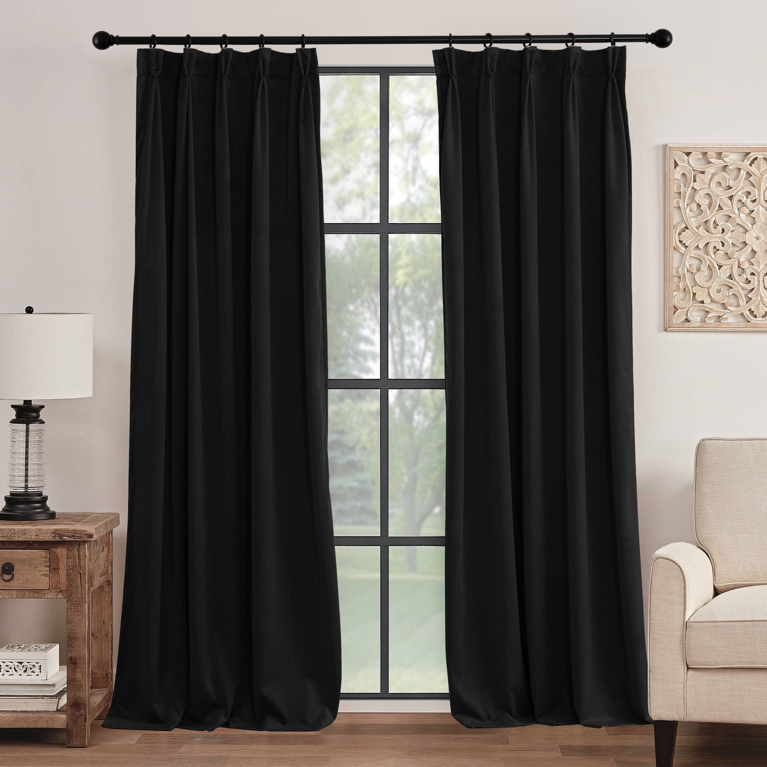 RYB HOME Pinch Pleated Soft Luxury Custom Velvet Curtains