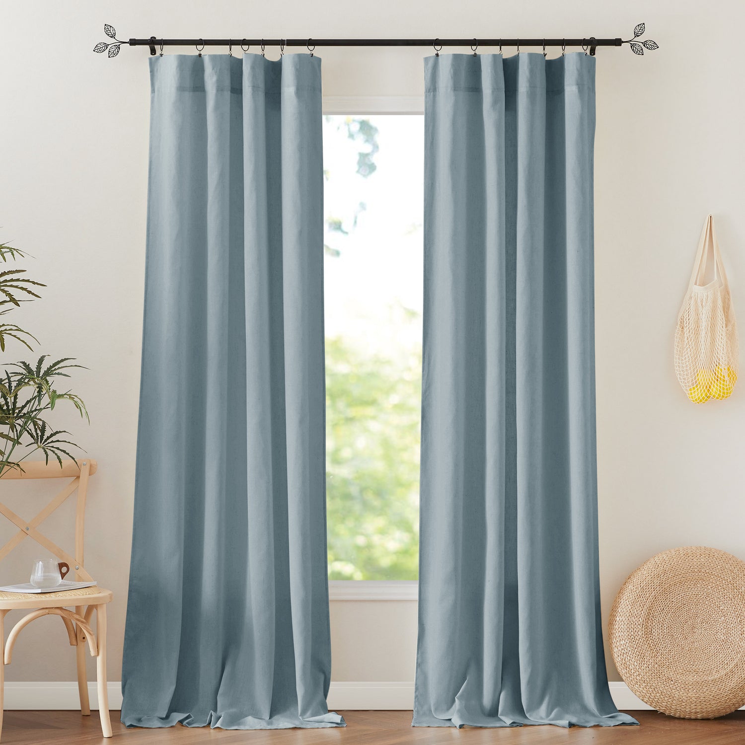 RYB HOME Rod Pocket Flax Linen Curtains for Living Room（custom）