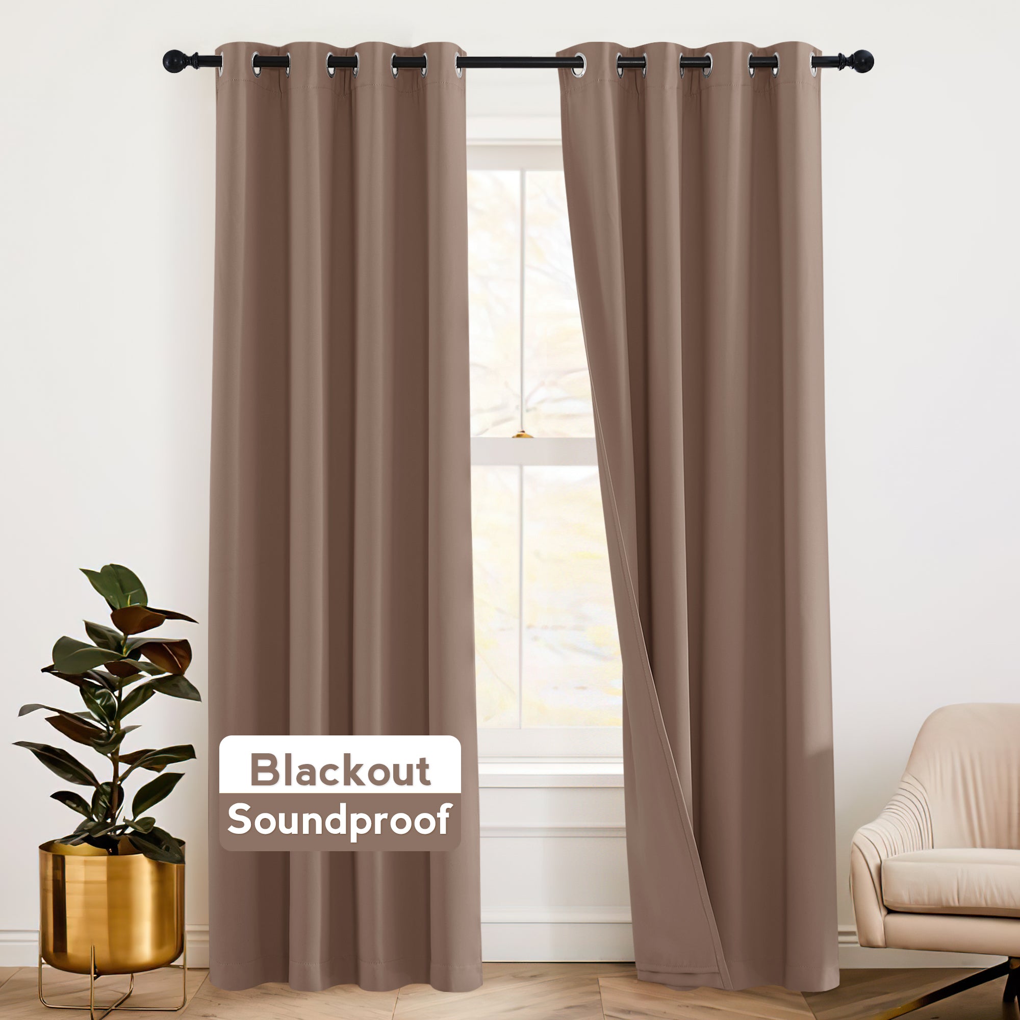 RYB HOME 3 Layers Soundproof Custom Curtains