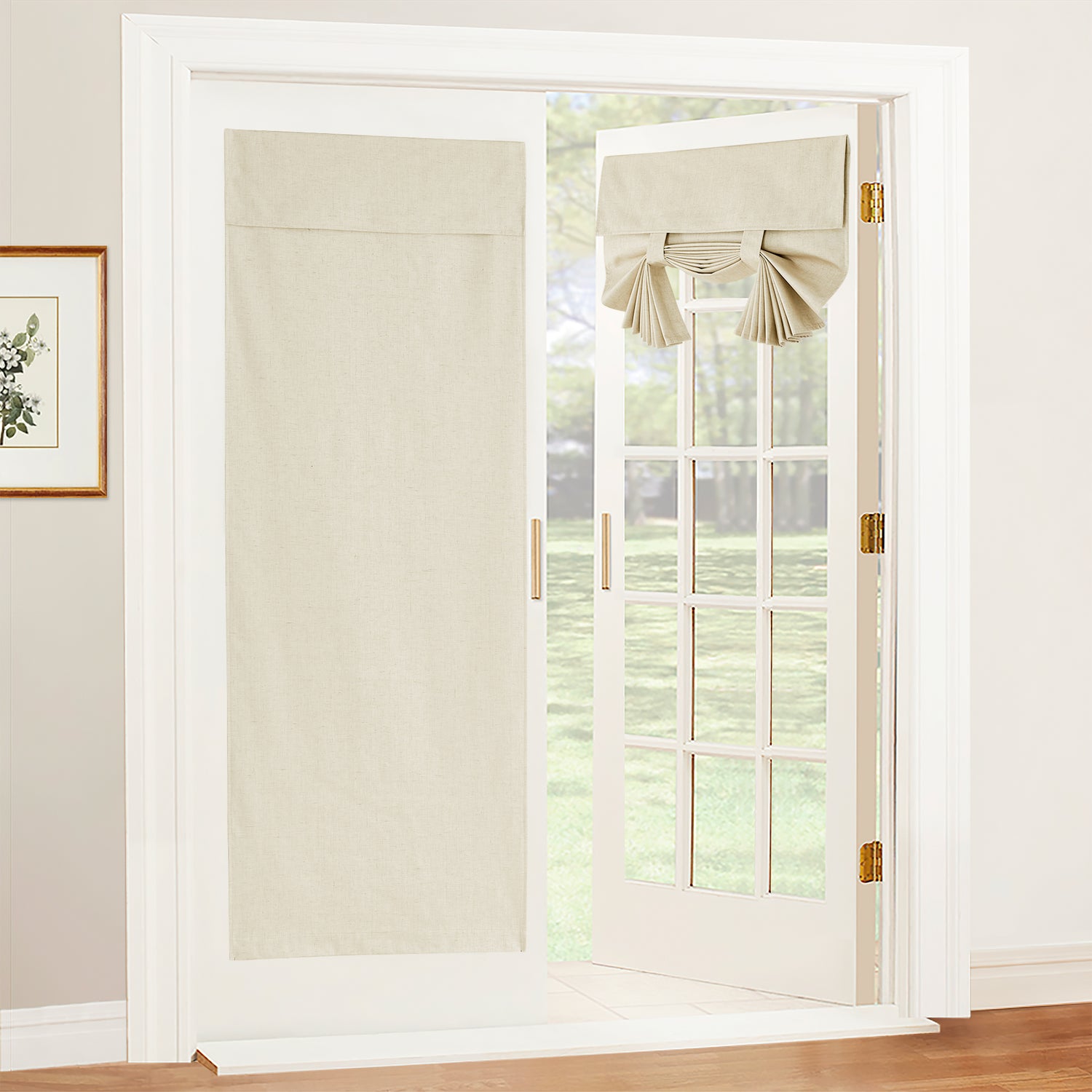 RYB HOME Linen-Look Coated Door Curtain for Elegant Light Filtering and Privacy