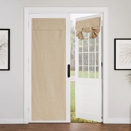 RYB HOME Linen-Textured Adhesive Door Curtain for Blackout Easy Installation and Stylish Privacy