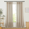 RYB HOME Rod Pocket Flax Linen Blend Curtains for Living Room#color_taupe