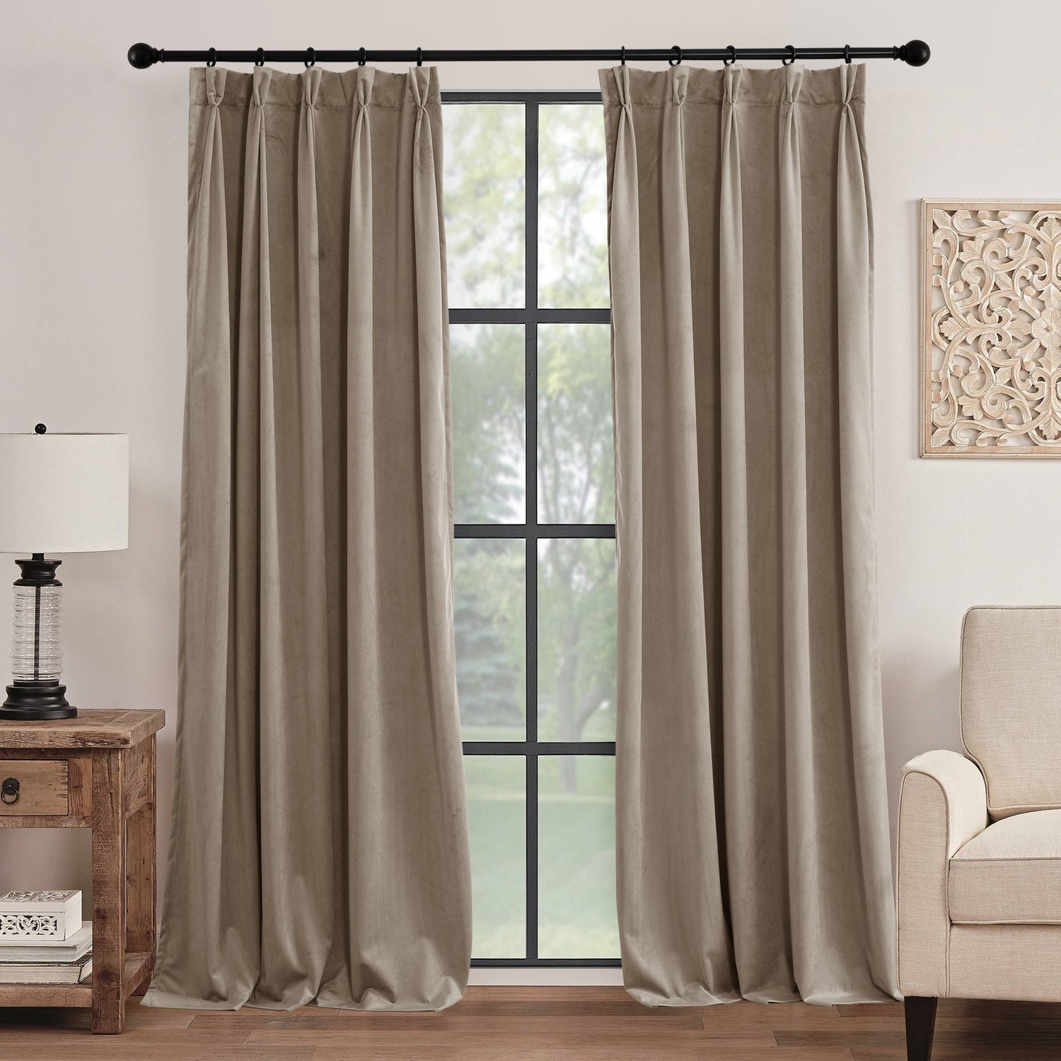 RYB HOME Pinch Pleated Soft Luxury Custom Velvet Curtains