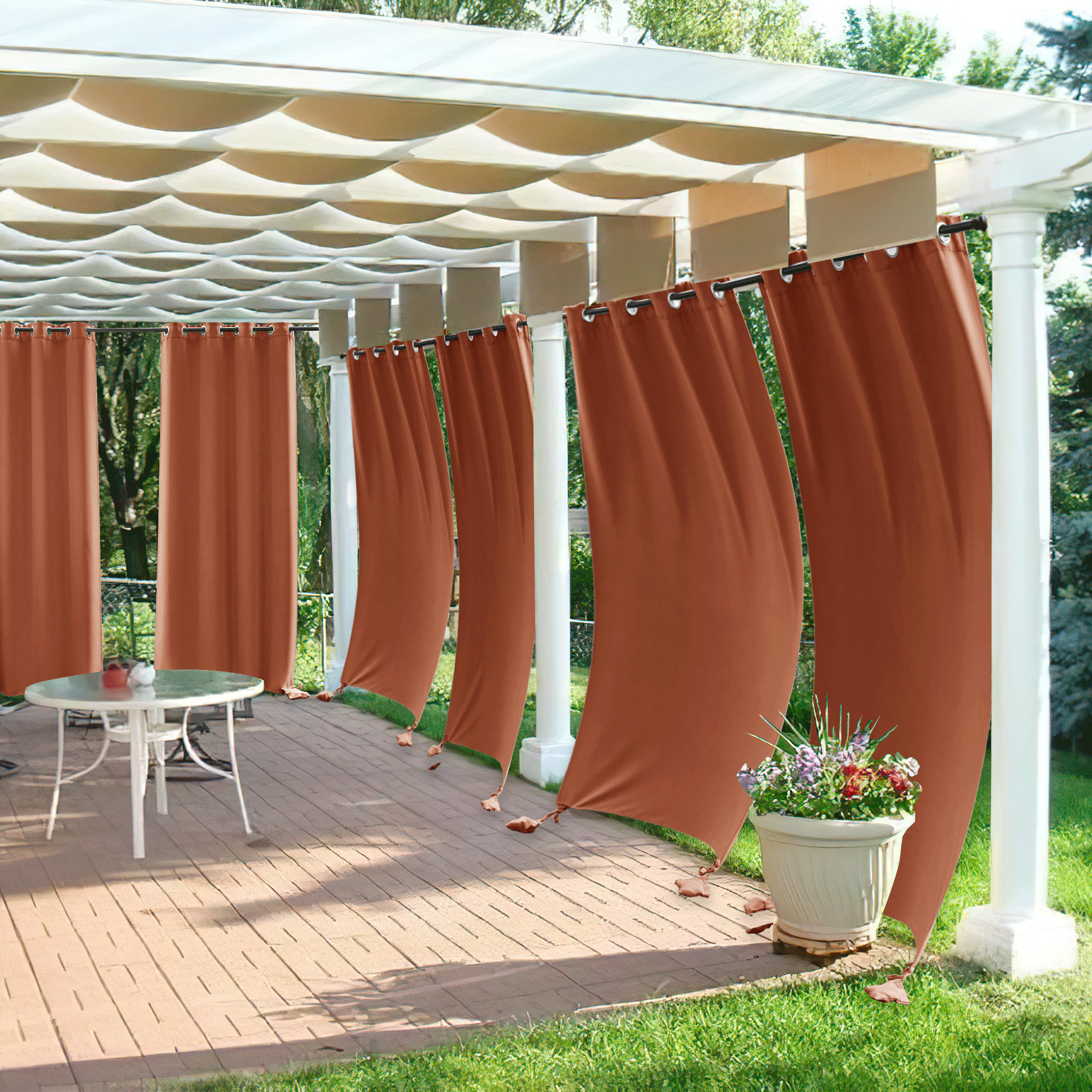 RYB HOME Windproof Custom Outdoor Curtains with Heavy Bags