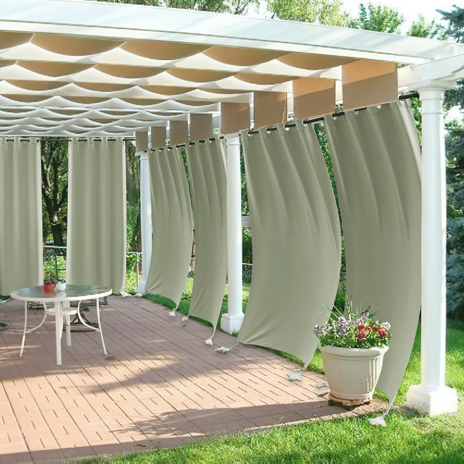 RYB HOME Windproof Custom Outdoor Curtains with Heavy Bags