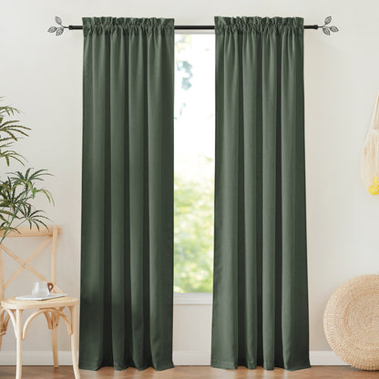 RYB HOME Rod Pocket Flax Linen Curtains for Living Room