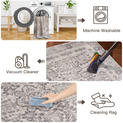 Custom Floral Sophisticated Soft Washable Non Slip Area Rug