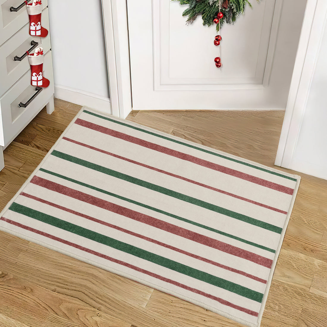 Custom Christmas Striation Soft Non Slip Washable Area Rug | GCC