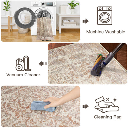 Custom Floral Sophisticated Soft Washable Non Slip Area Rug