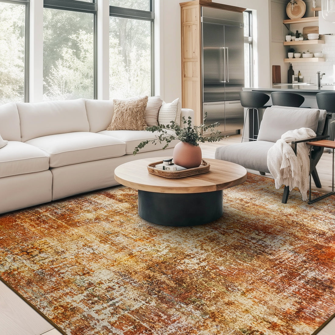 Custom Modern Wool Faux Washable Non Slip Area Rug | GCC