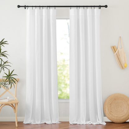 RYB HOME Rod Pocket Flax Linen Curtains for Living Room