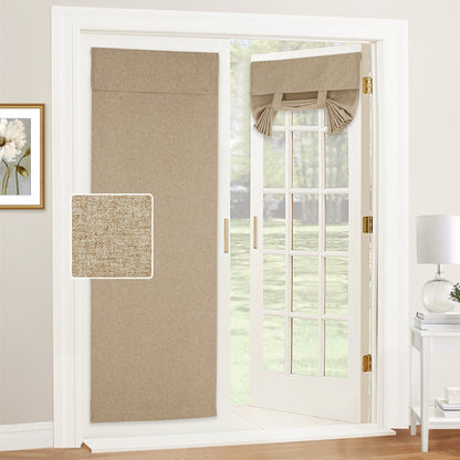 RYB HOME Linen-Textured Adhesive Door Curtain for Easy Installation and Stylish Privacy