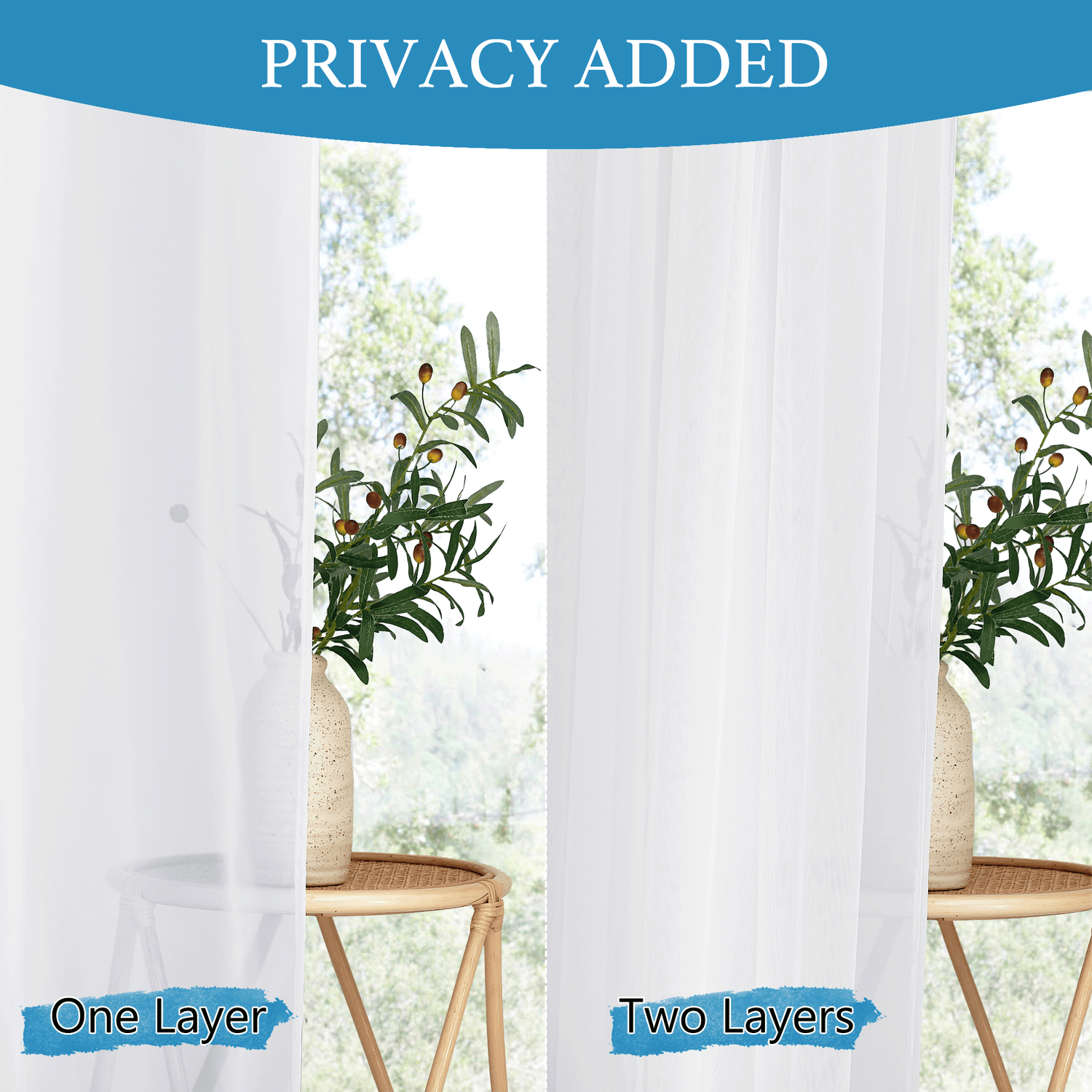 RYB HOME Mesh and Voile Outdoor Sheer Custom Curtains