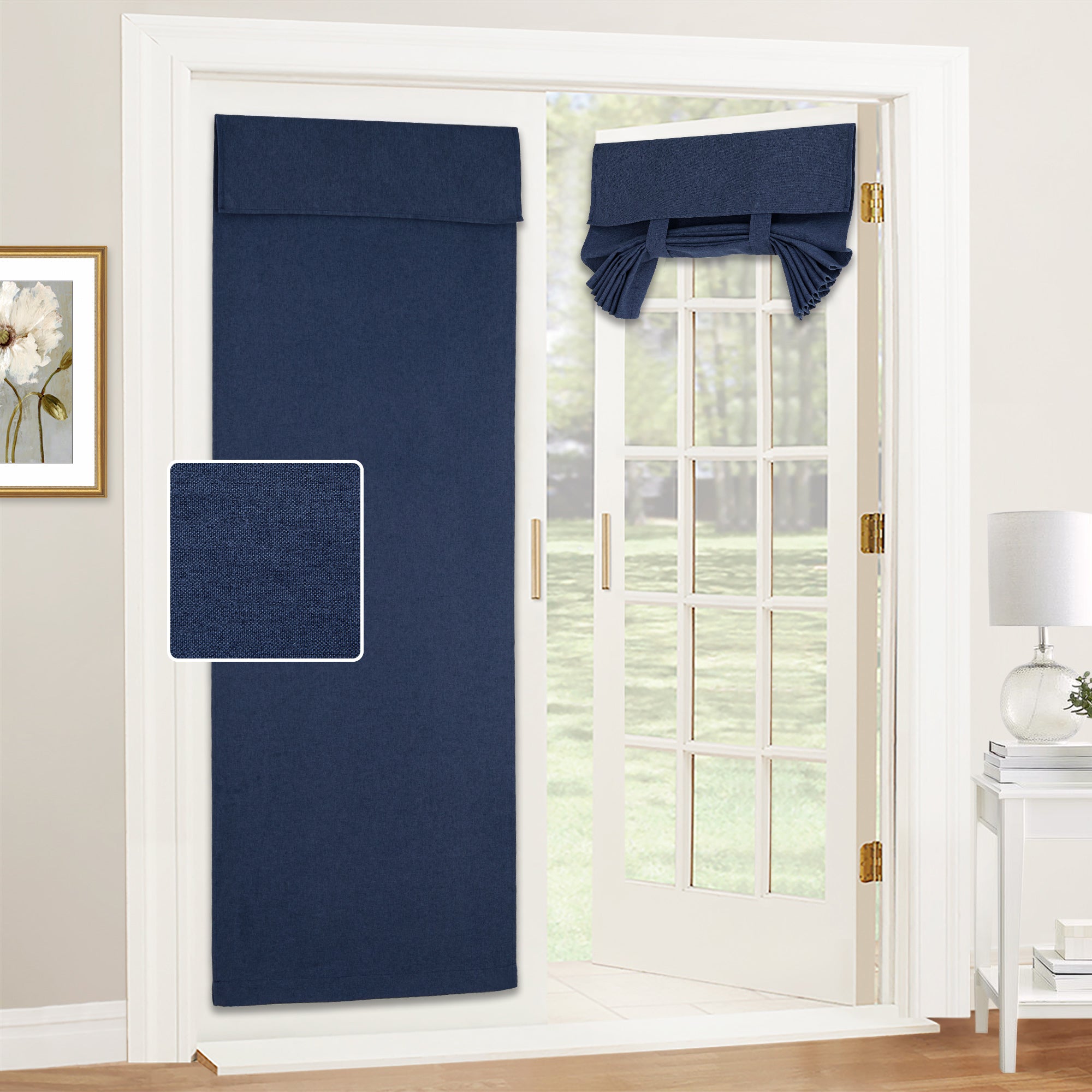 RYB HOME Linen-Look Coated Door Curtain for Light Filtering and Privacy